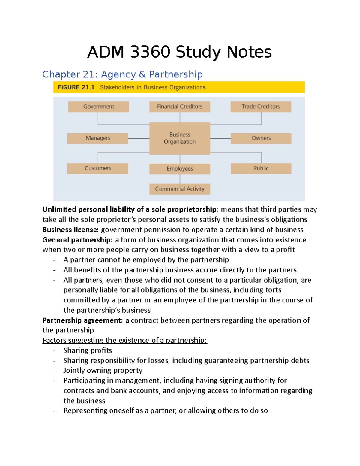 Adm 3360 Chapter 21 Notes Adm 3360 Study Notes Chapter 21 Agency Partnership Unlimited Adm 3360 Chapter 21 Notes Adm 3360 Study Notes Chapter 21 Agency Partnership Unlimited