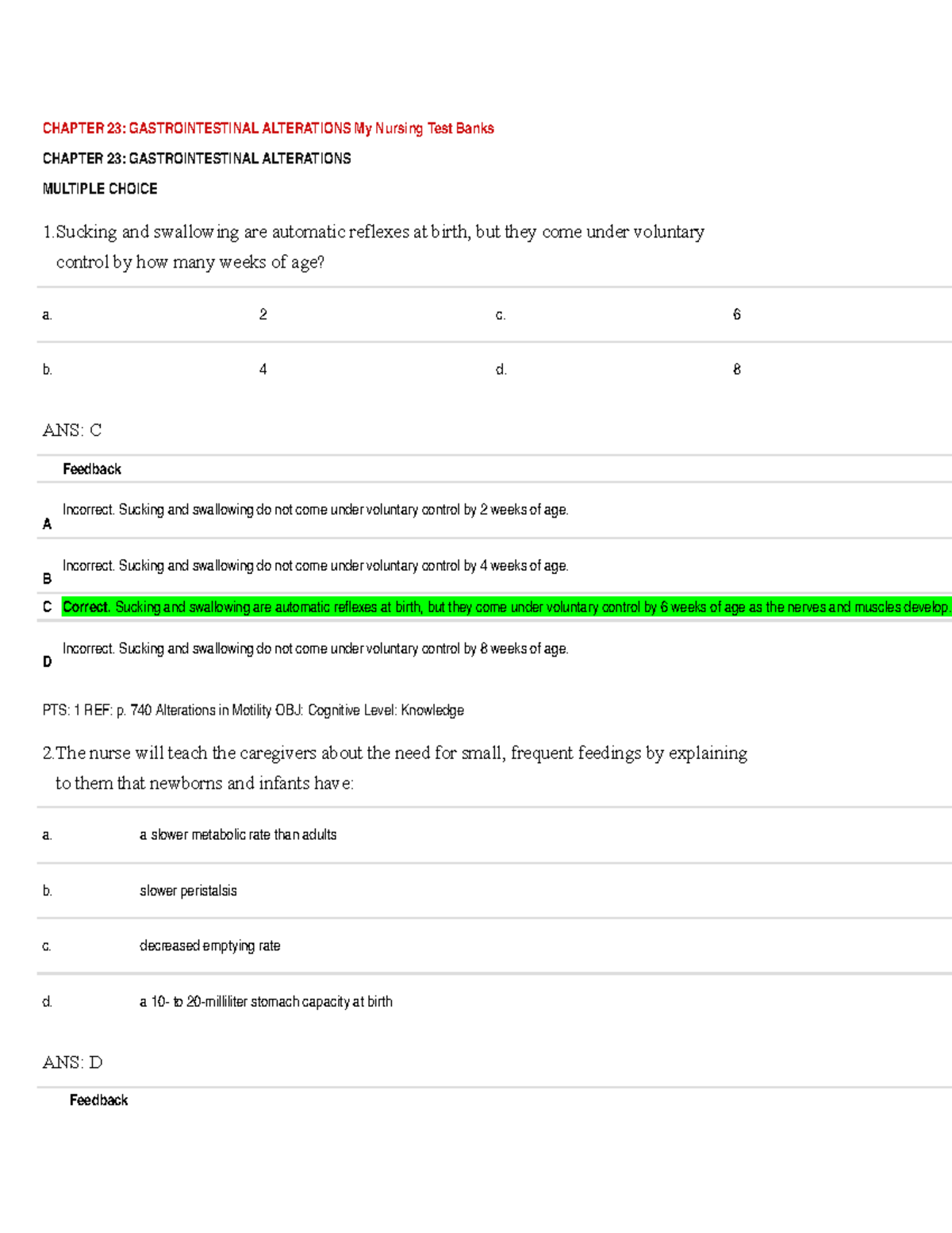 Test 3 N4 Peds Gastro Chap 23 Test Bank - CHAPTER 23: GASTROINTESTINAL ...