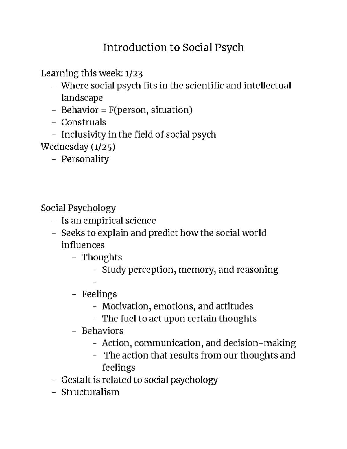 2 Social Psych Lecture - Introduction To Social Psych Learning This ...