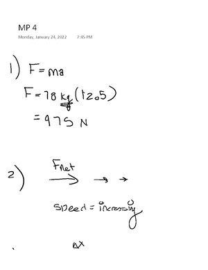 MP 5 - Professor: Michael Dubson - PHYS 1110 - MP 5 Sunday, February 13 ...