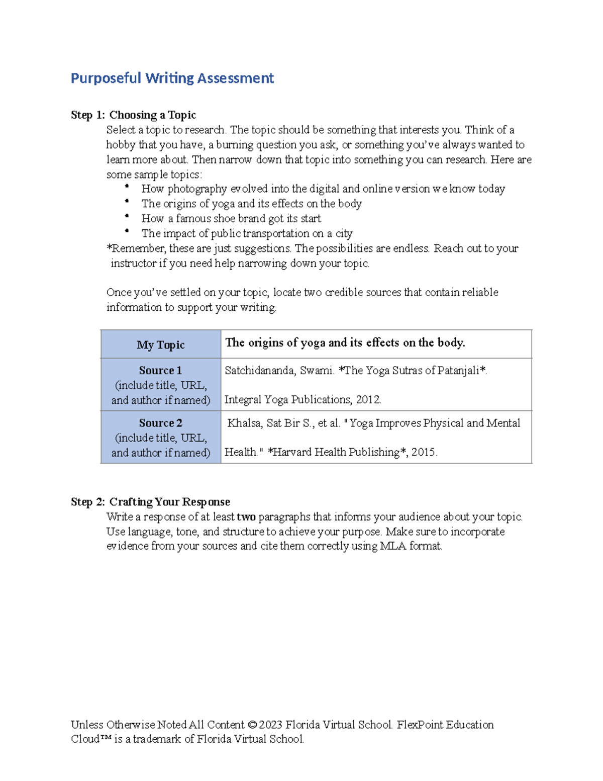 01 03 purposeful writing - Purposeful Wri-ng Assessment Step 1 ...