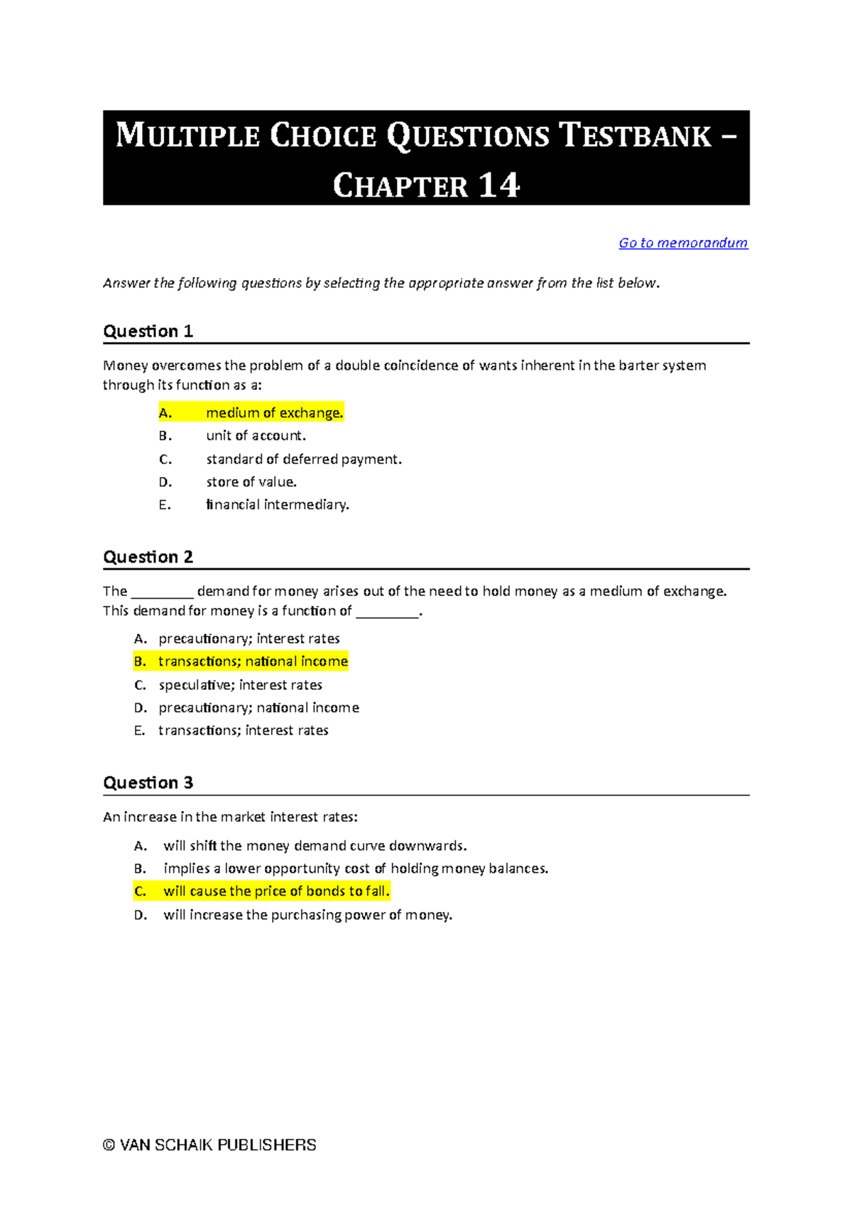 Chapter 11 Economics Macro - MULTIPLE CHOICE QUESTIONS TESTBANK ...