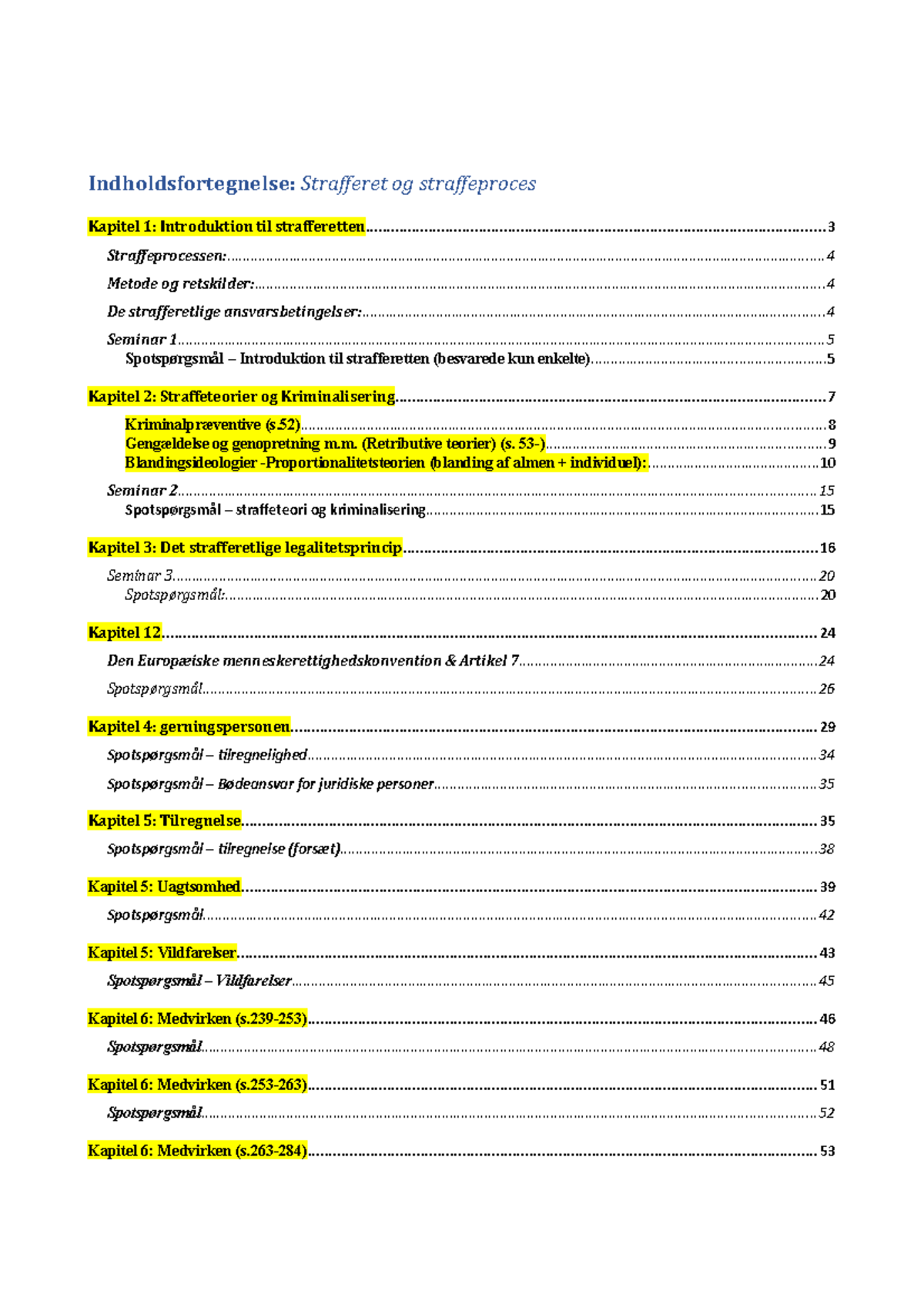 Strafferet Og Straffeproces - Noter - Indholdsfortegnelse: Strafferet ...