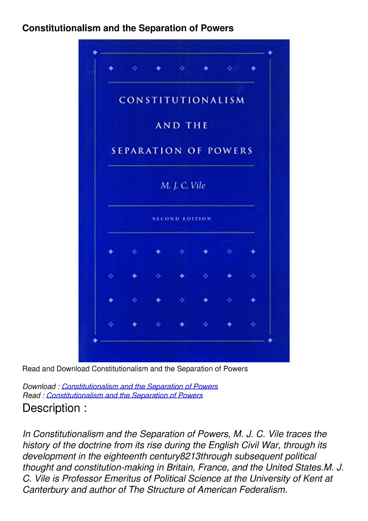 [PDF READ ONLINE] Constitutionalism And The Separation Of Powers ...