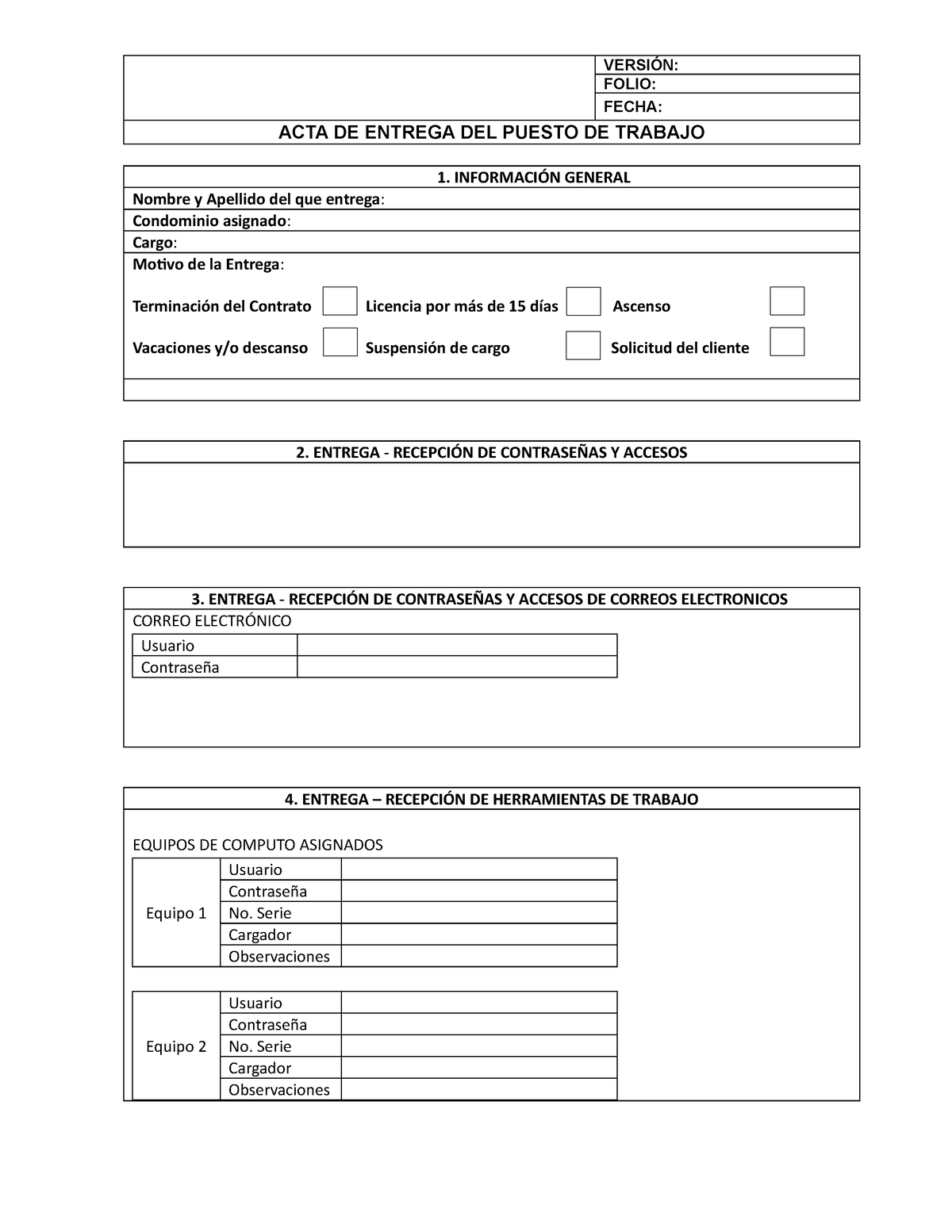 Formato Acta De Entrega De Puesto De Trabajo - Image to u