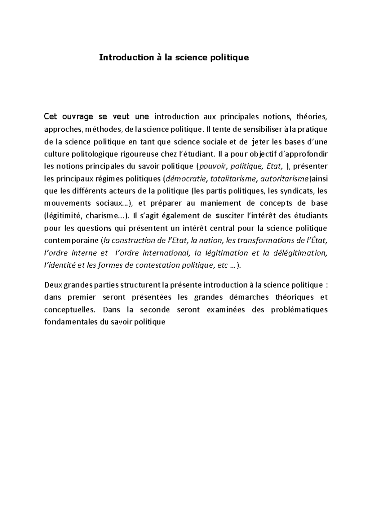 Polycopié POL101 2022-23 - Introduction ‡ la science politique Cet ...