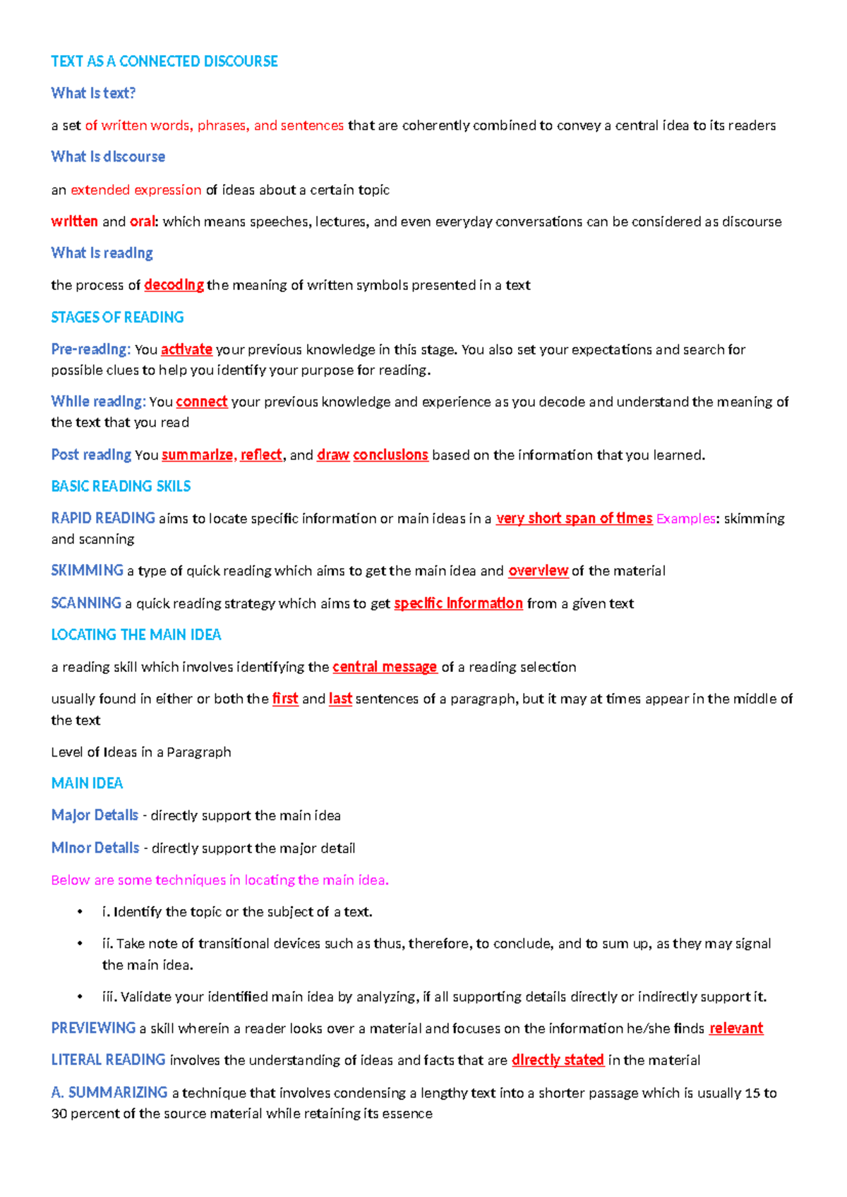 Vane Rws reviewer - good - TEXT AS A CONNECTED DISCOURSE What is text ...