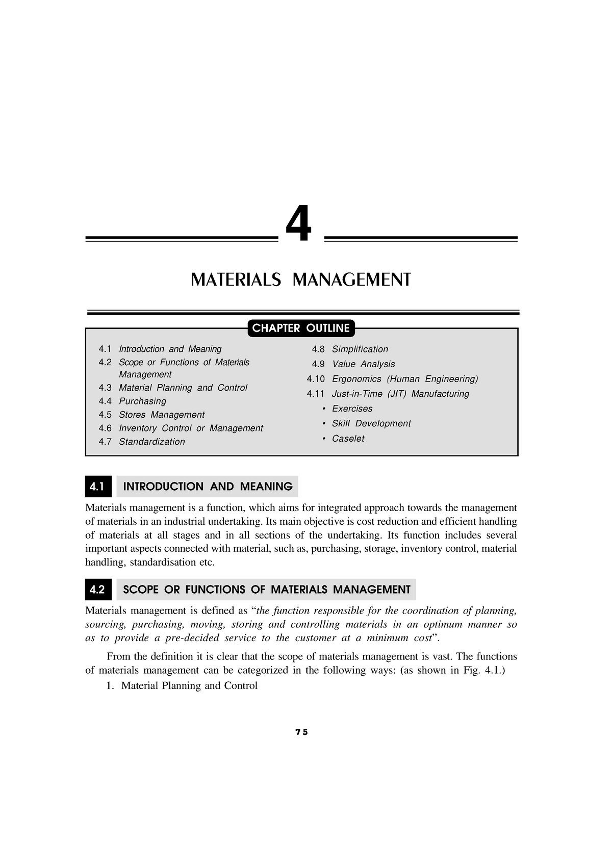 literature review of materials management