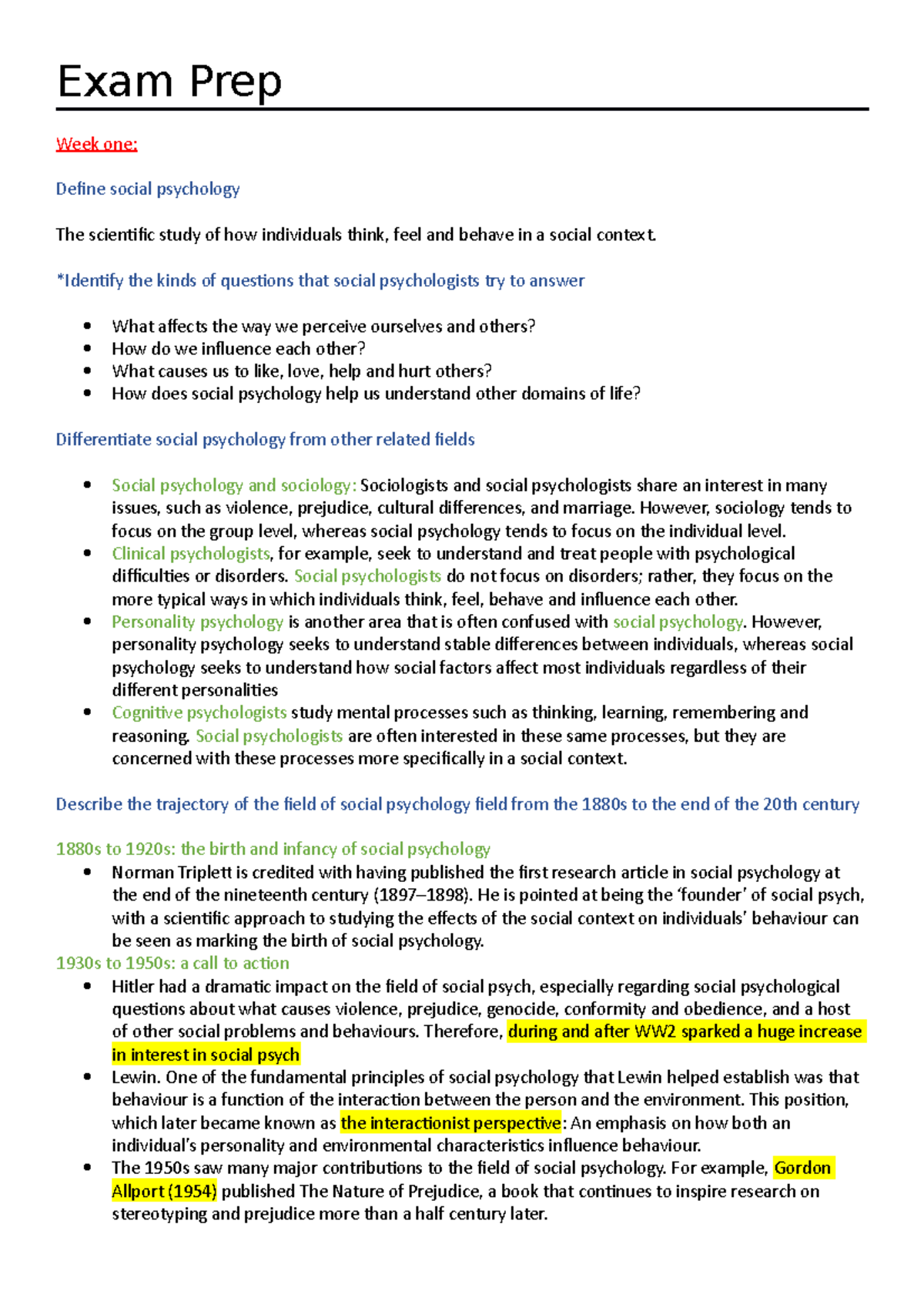 Exam Prep - Exam revision - Exam Prep Week one: Define social ...