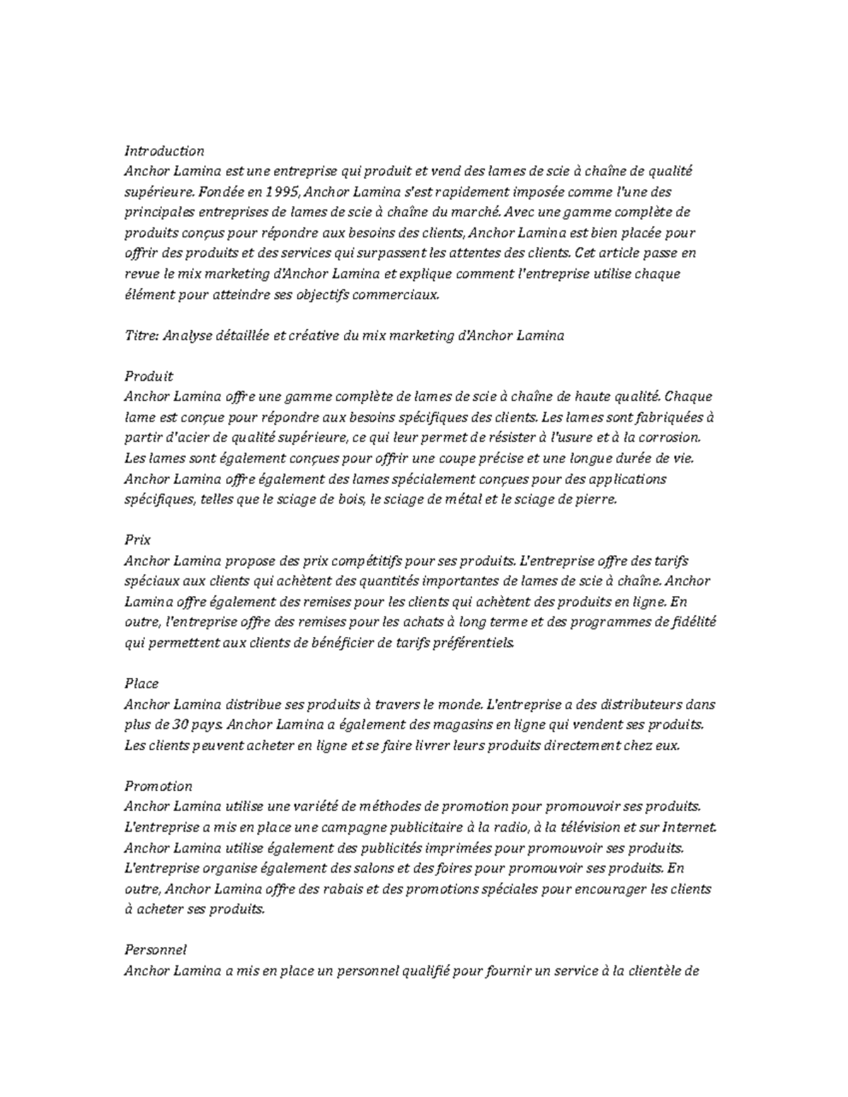 Anchor Lamina marketing mix Introduction Anchor Lamina est une