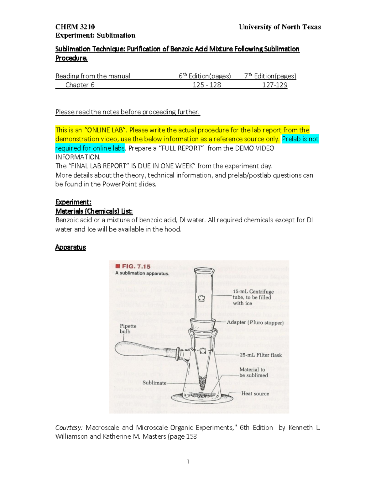 sublimation experiment lab report