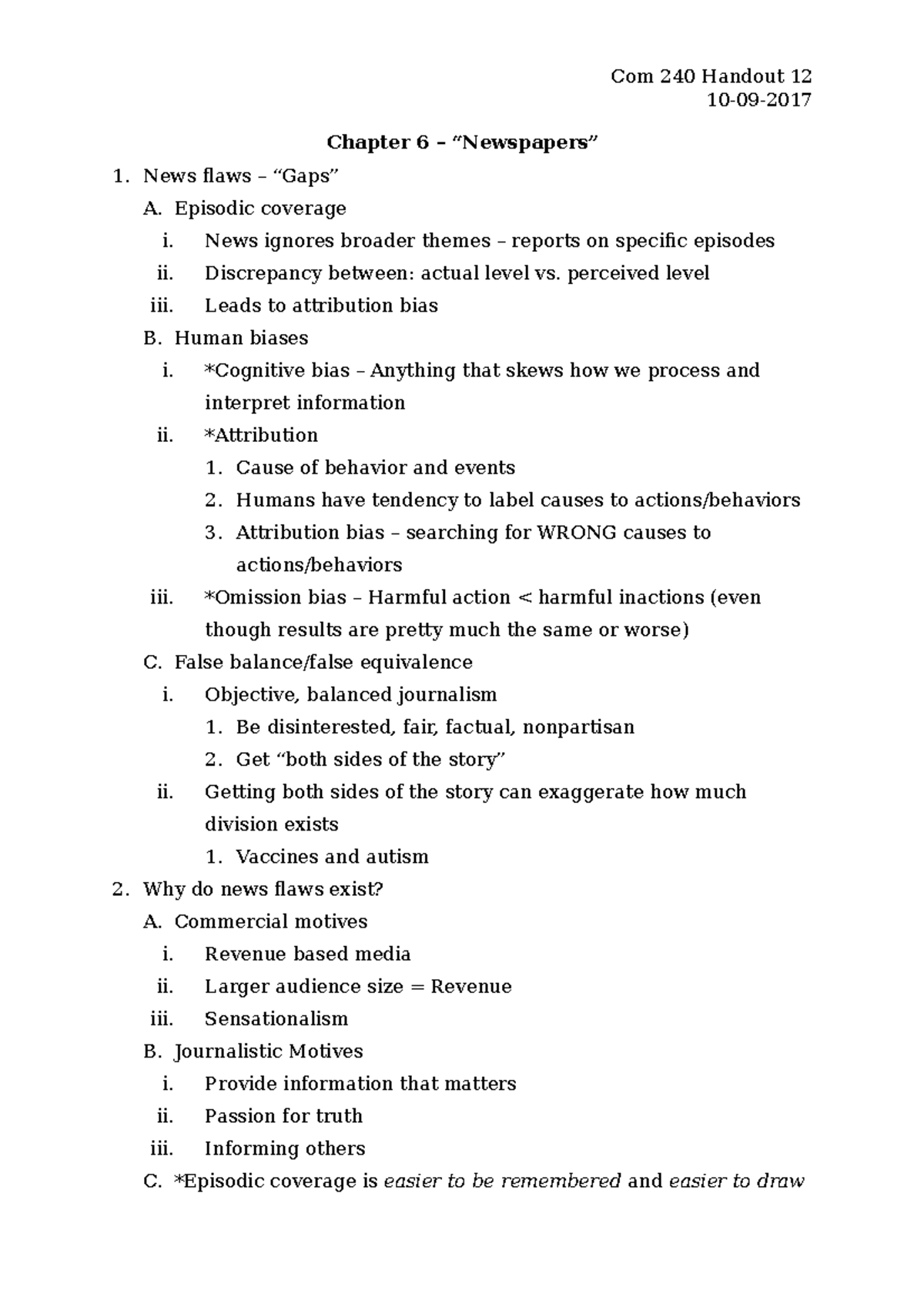 Handout 12 Newspaper Part 3 10092017 Com 240 Handout 12 1009