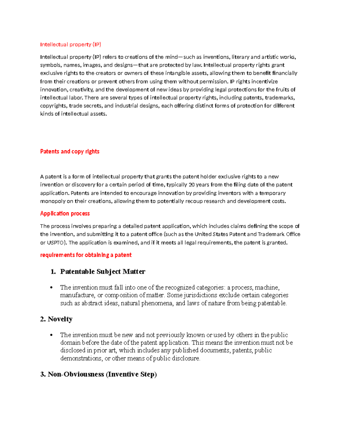 Legal issues class 6th june - Intellectual property (IP) Intellectual ...