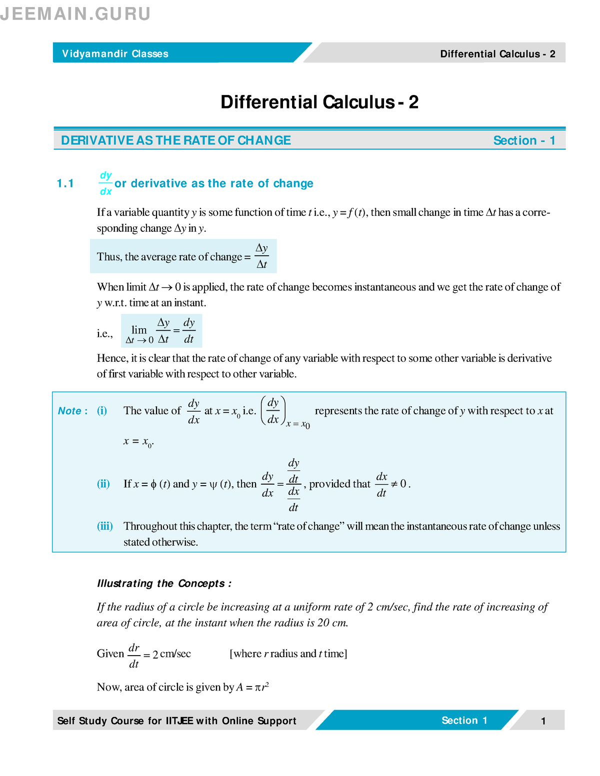 Differential Calculus (2)-jeemain - V Idyam Andir Classes Differential ...