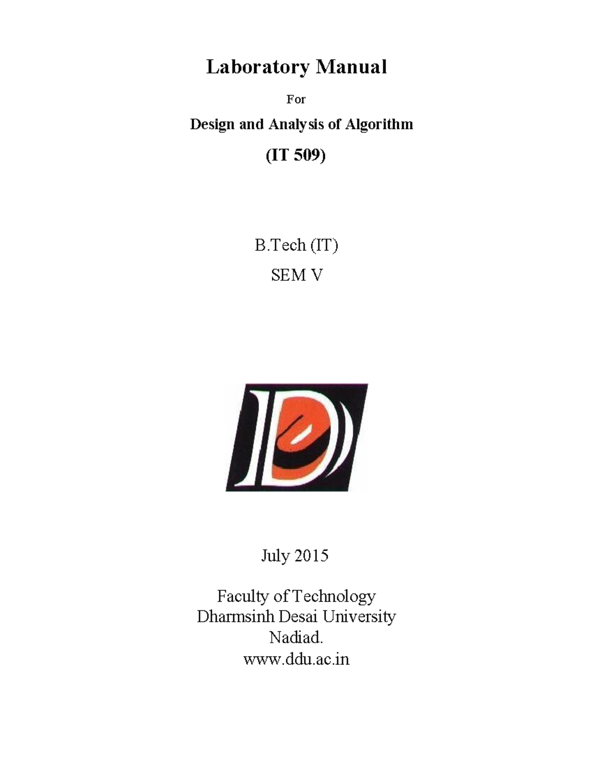 5 DAA - Lecture Notes 32 - Laboratory Manual For Design And Analysis Of ...