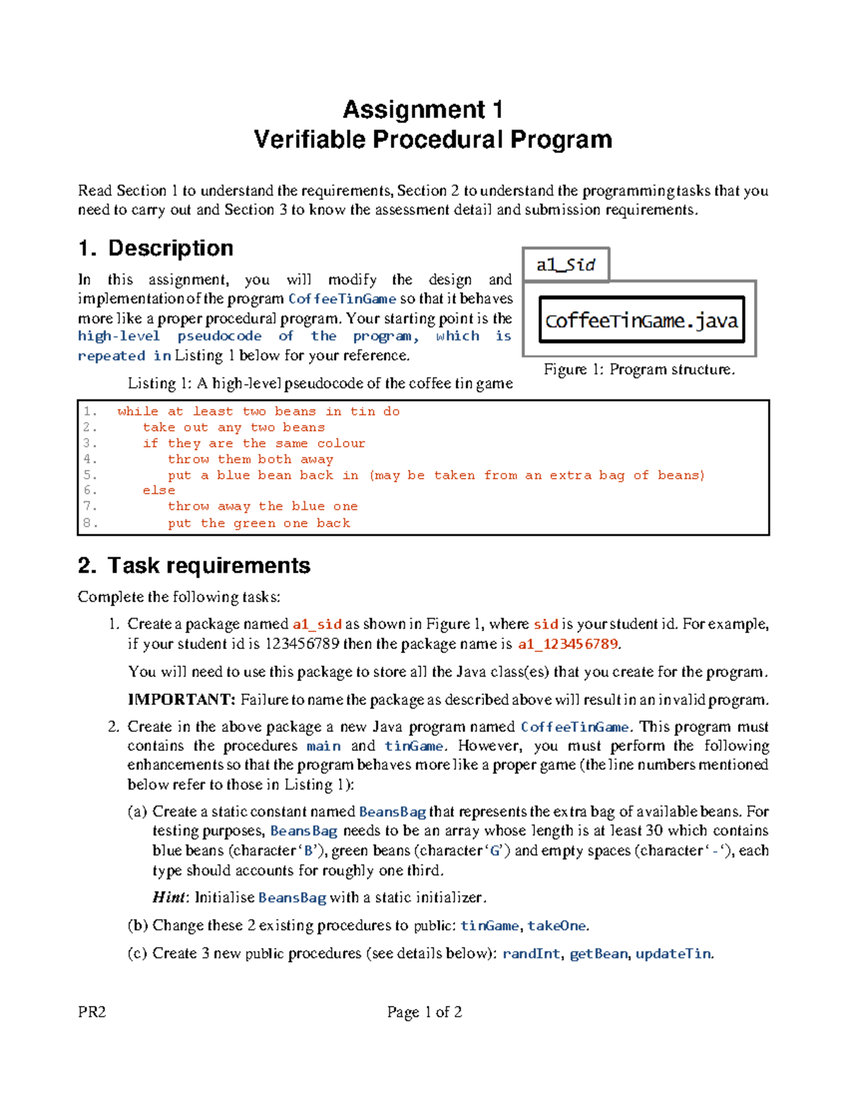 Assignment 1 - PR2 Page 1 of 2 Assignment 1 Verifiable Procedural ...