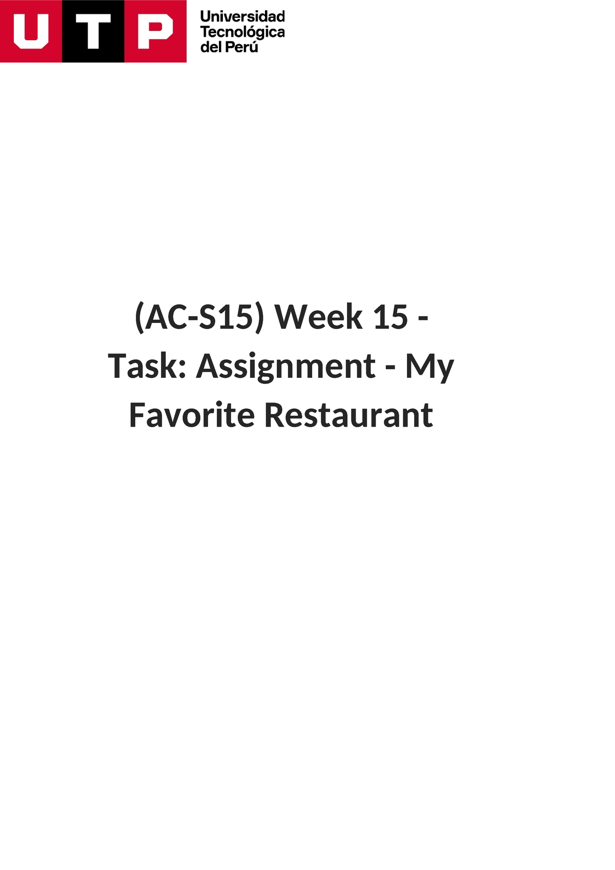 task assignment my favorite restaurant texto