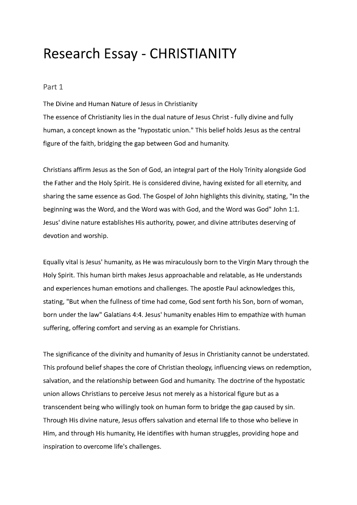 sor 1 christianity essay