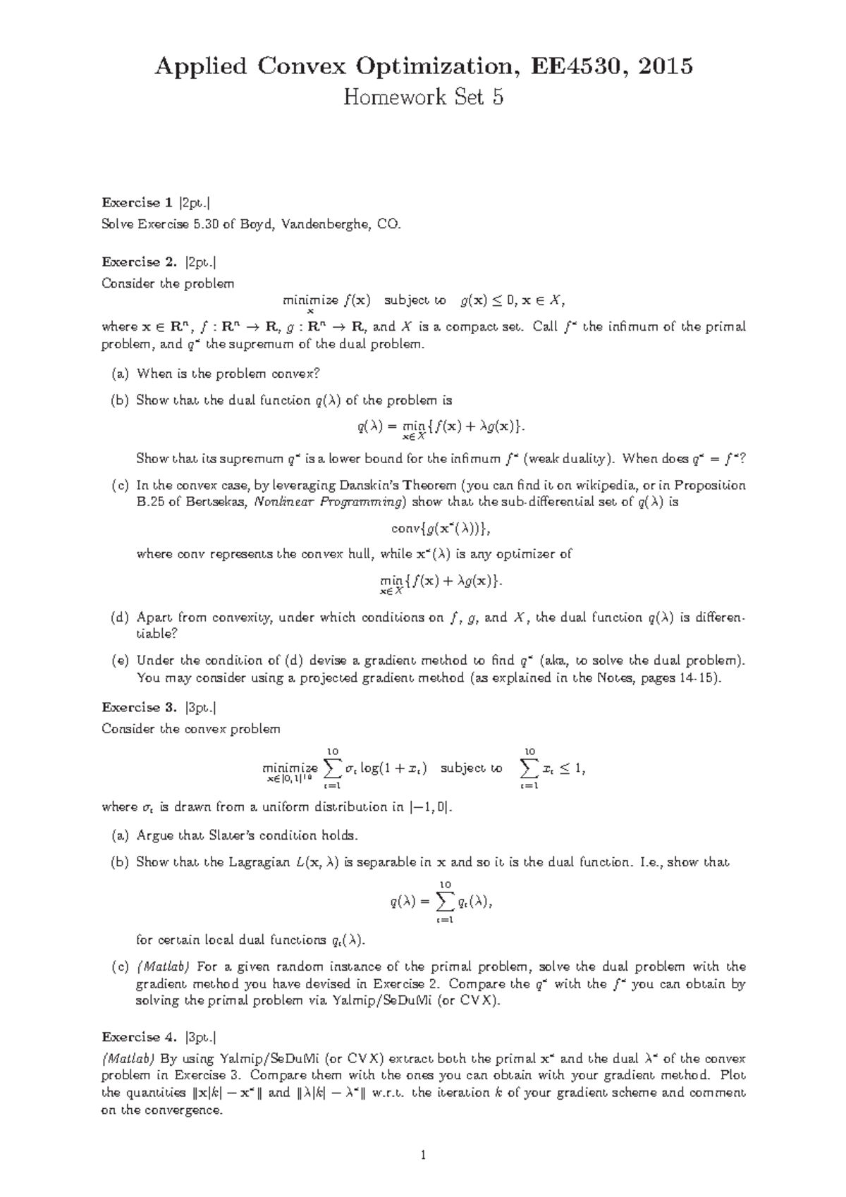 homework 5 exercise for applied convex optimization - Applied Convex ...