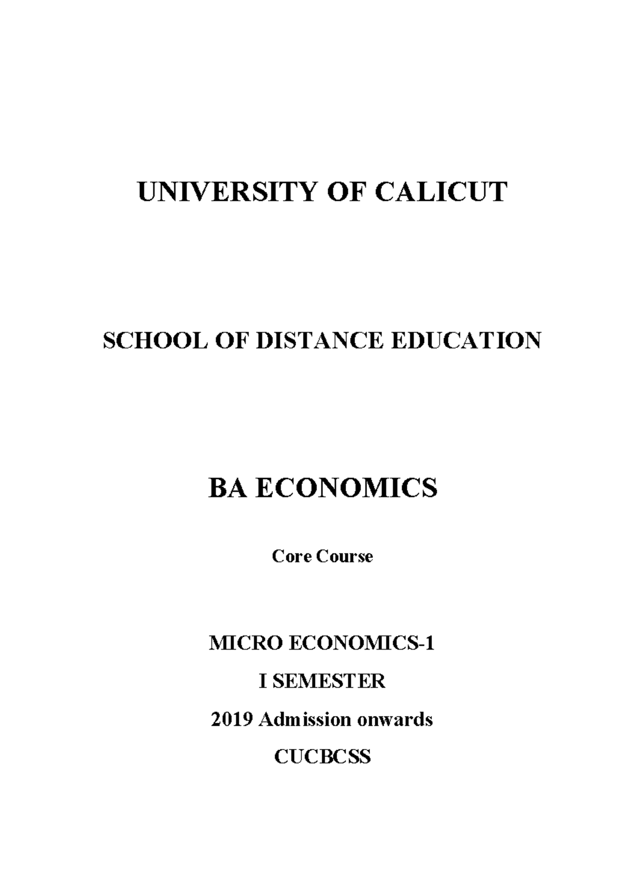 UG I Micro Economics compressed 0 - UNIVERSITY OF CALICUT SCHOOL OF ...