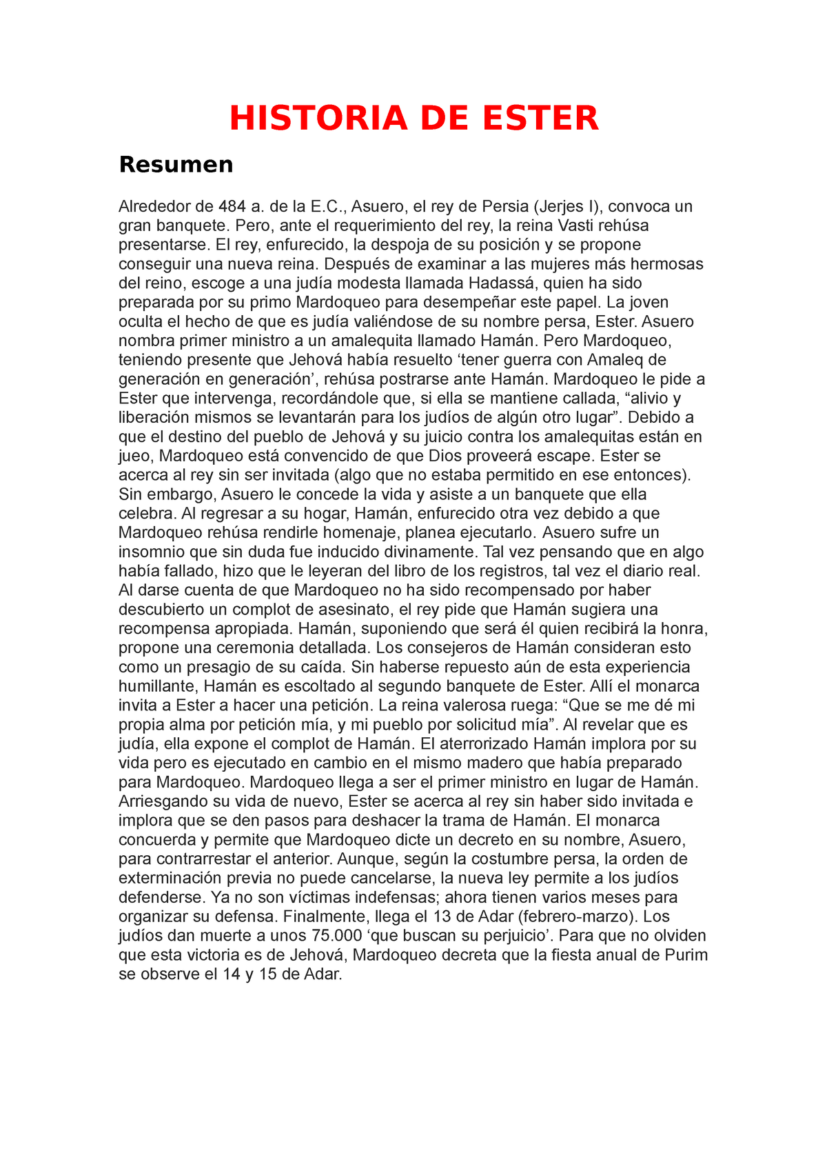 Historia De Ester Te Puede Ayudar Historia De Ester Resumen Alrededor De 484 A De La E 6904