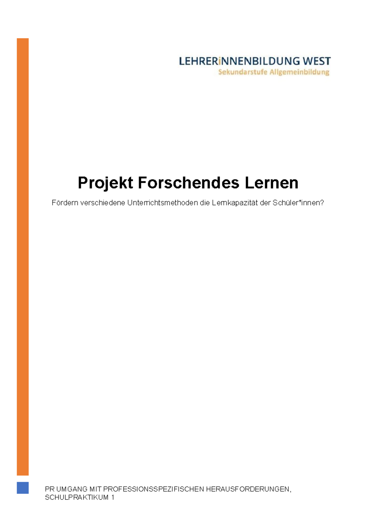 Projekt Forschendes Lernen - Projekt Forschendes Lernen Fördern ...