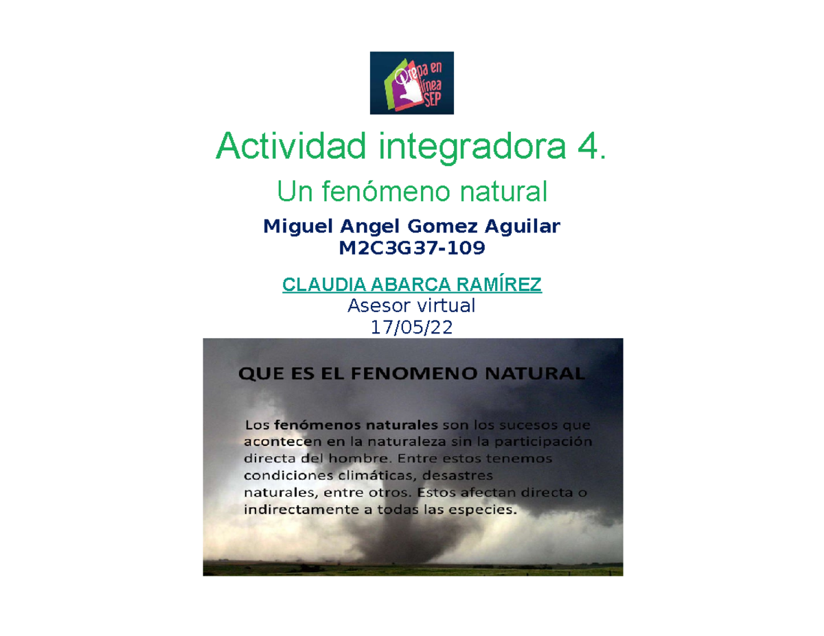 Actividad Integradora 4 Un Fenómeno Natural 2018 www.studocu.com