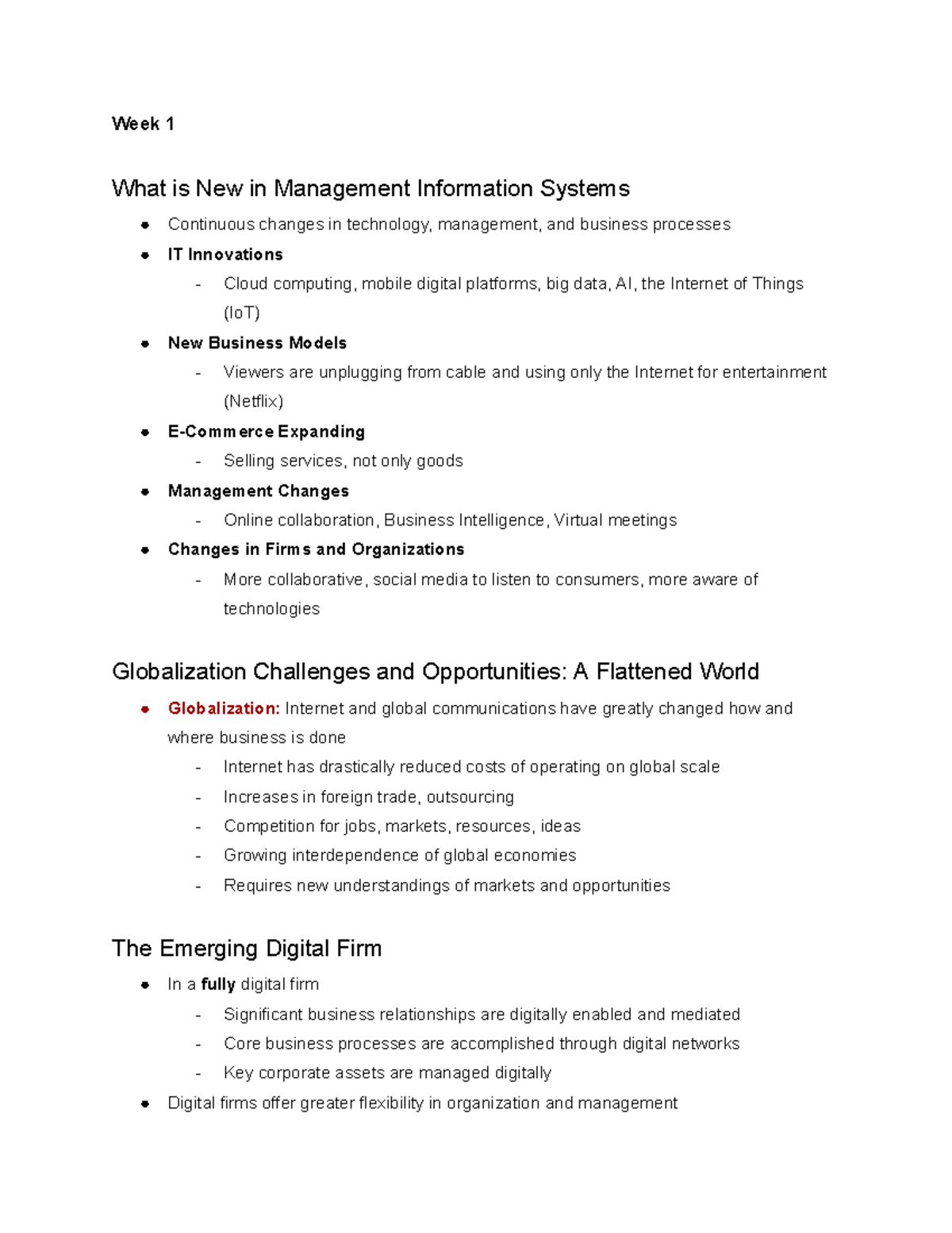 ITM100 Notes - Week 1 What is New in Management Information Systems ...