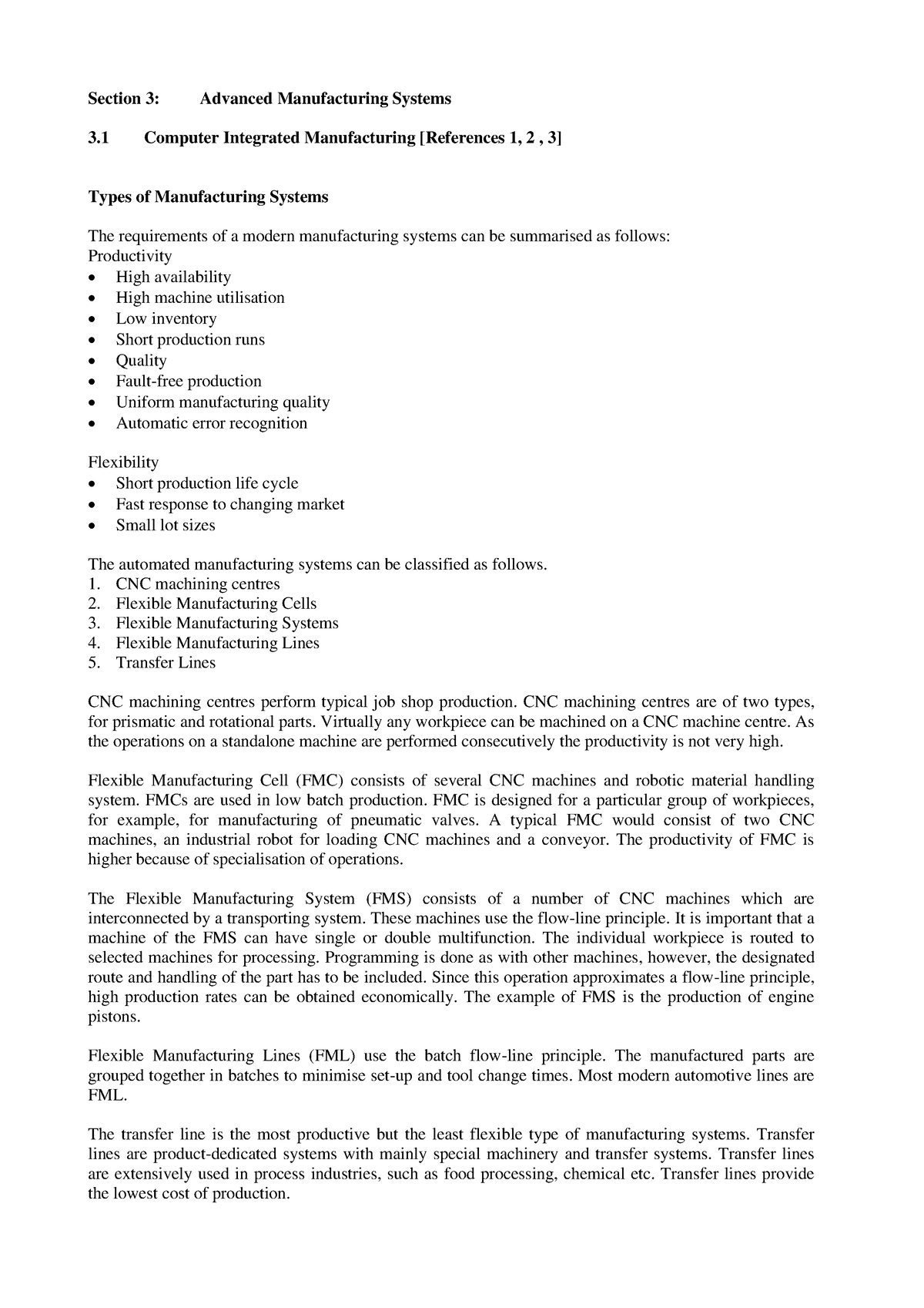 Notes For Section 3 - Section 3: Advanced Manufacturing Systems 3 ...