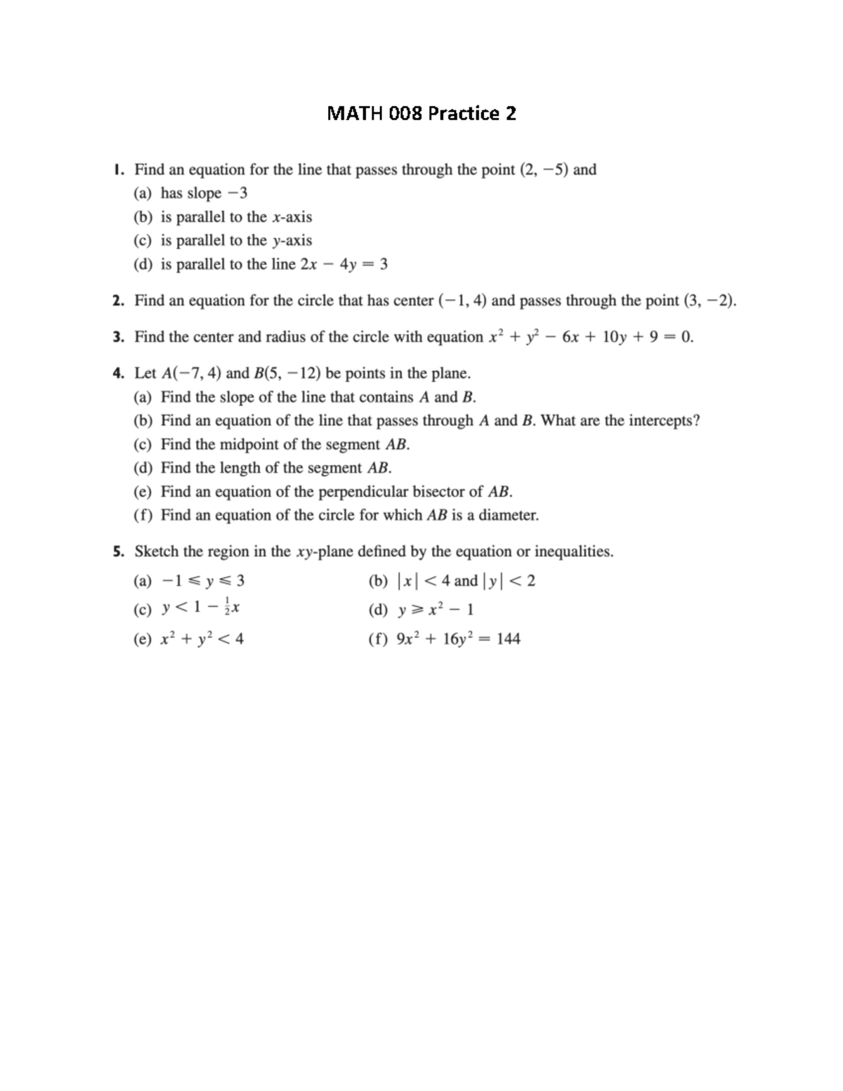 MATH 008 Practice 2 MATH 008 College Algebra SJSU StuDocu