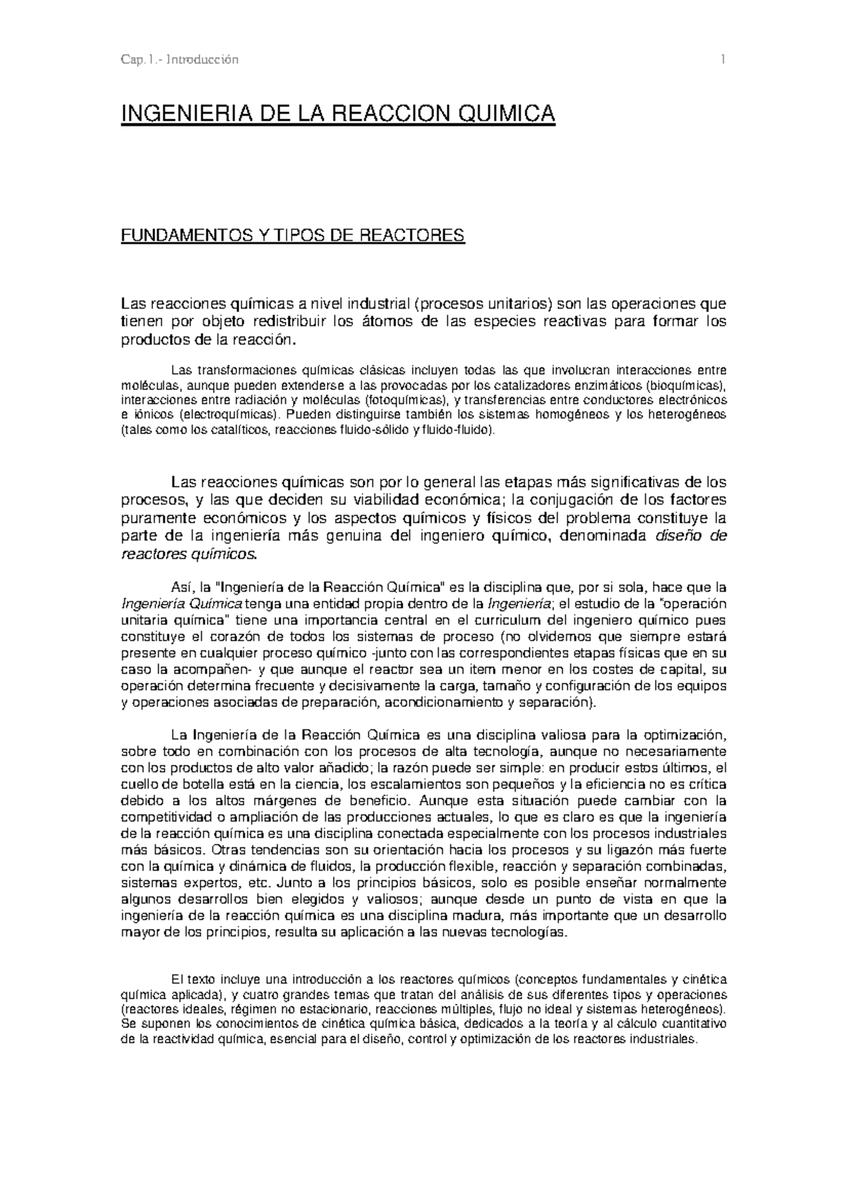 Reactores - Apuntes 5 - INGENIERIA DE LA REACCION QUIMICA FUNDAMENTOS Y ...