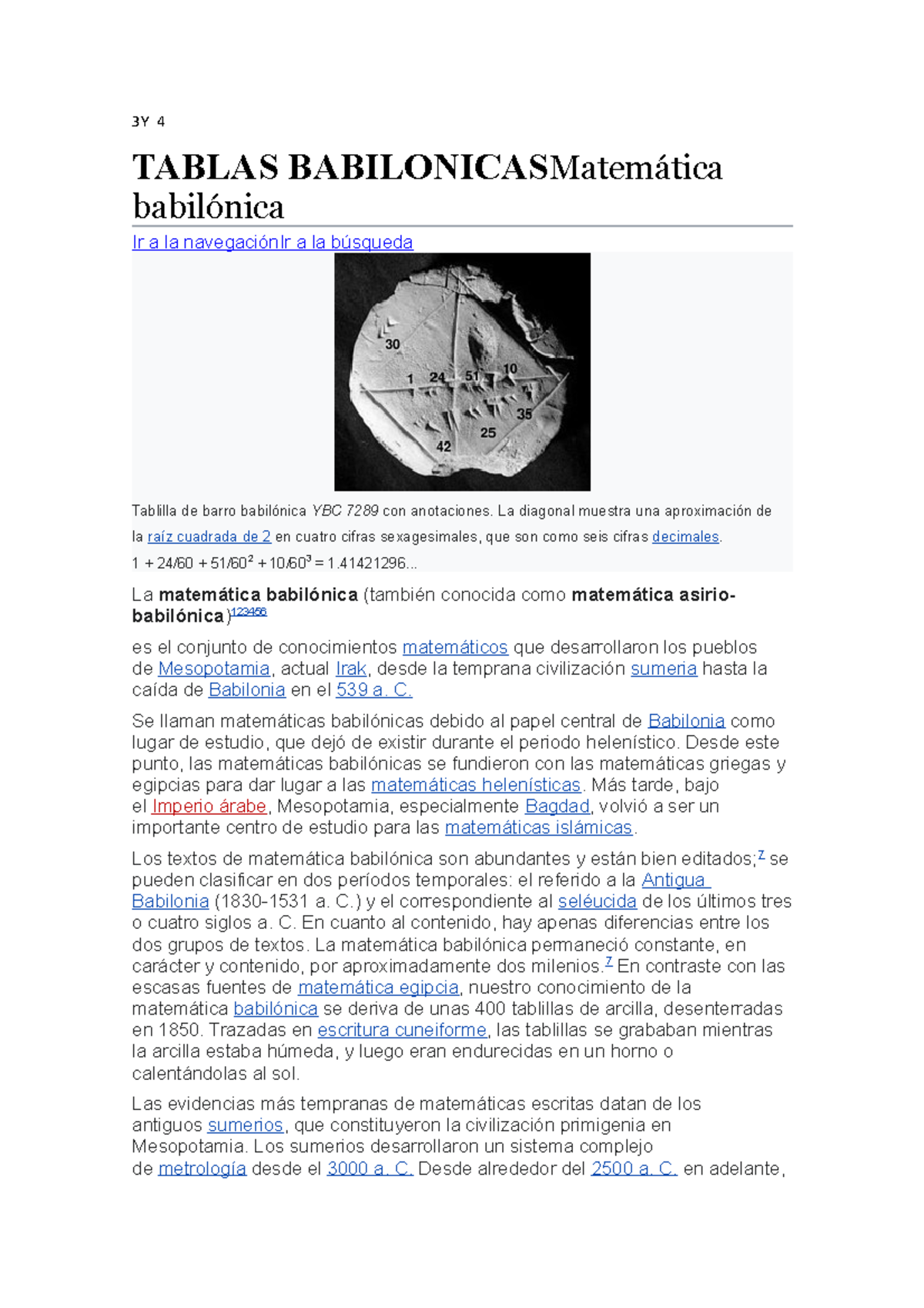 Babilonia 3Y 4 TABLAS BABILONICAS Matemática babilónica Ir a la