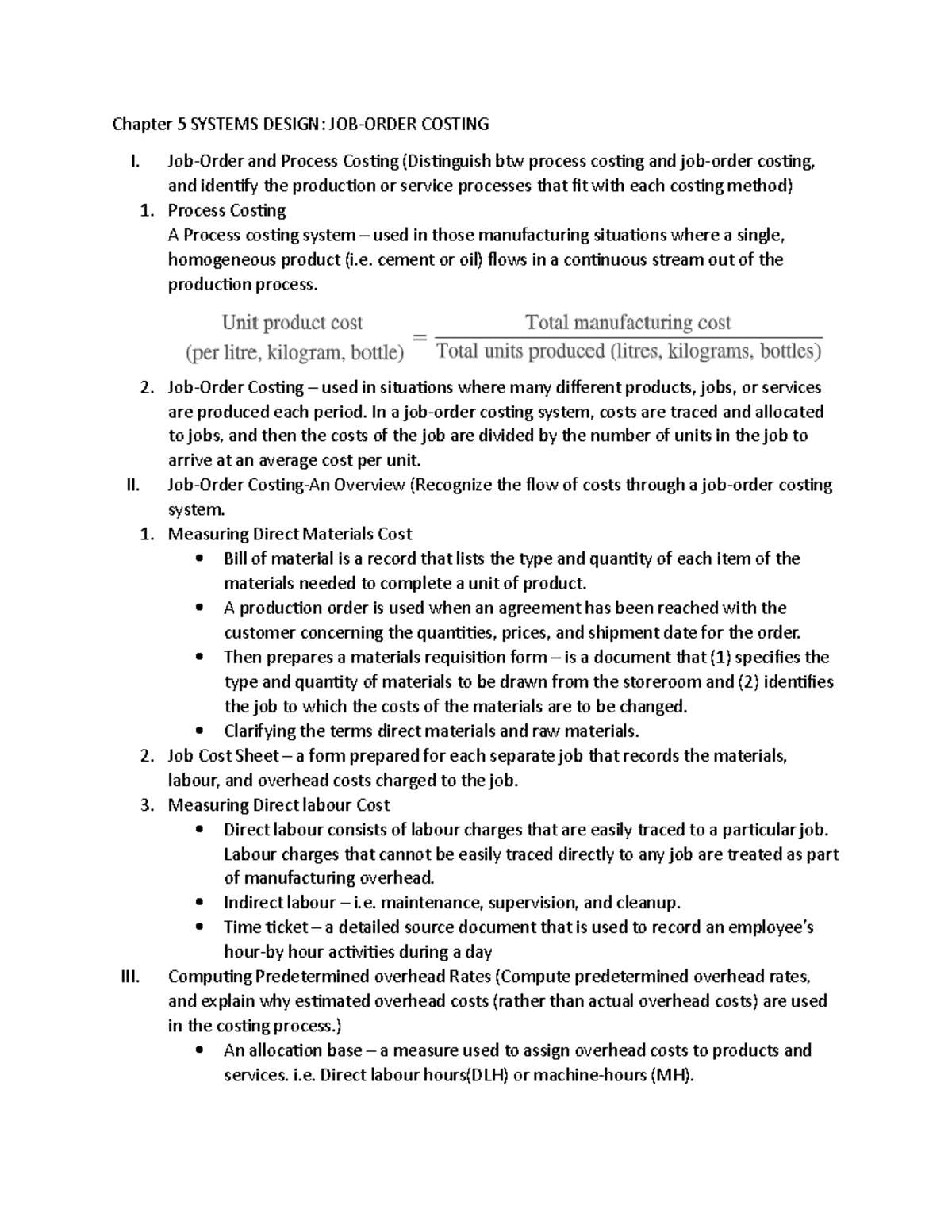 Chapter 5 - Summary - Managerial Accounting 11e - Chapter 5 SYSTEMS ...