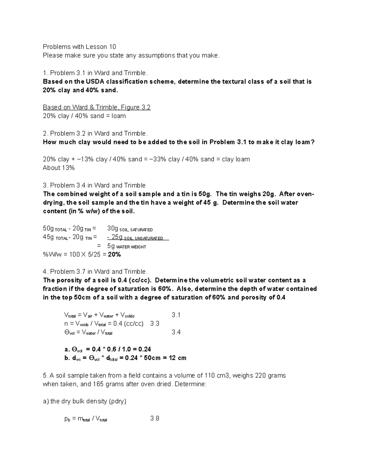 10 Lsn 10 Lesson 10 questions and answers from Ward & Trimble book