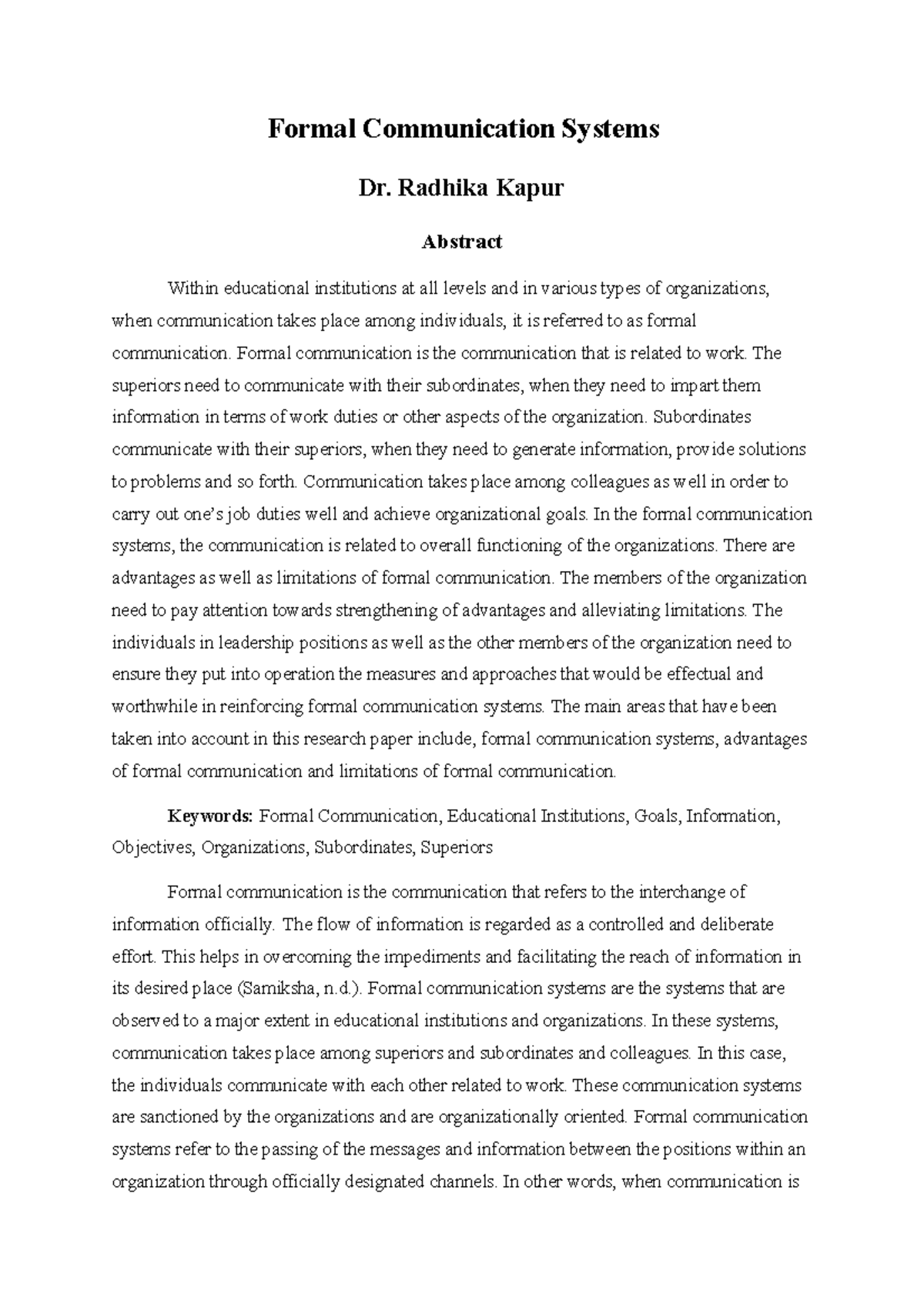 Formal Communication Systems 19 - Radhika Kapur Abstract Within ...