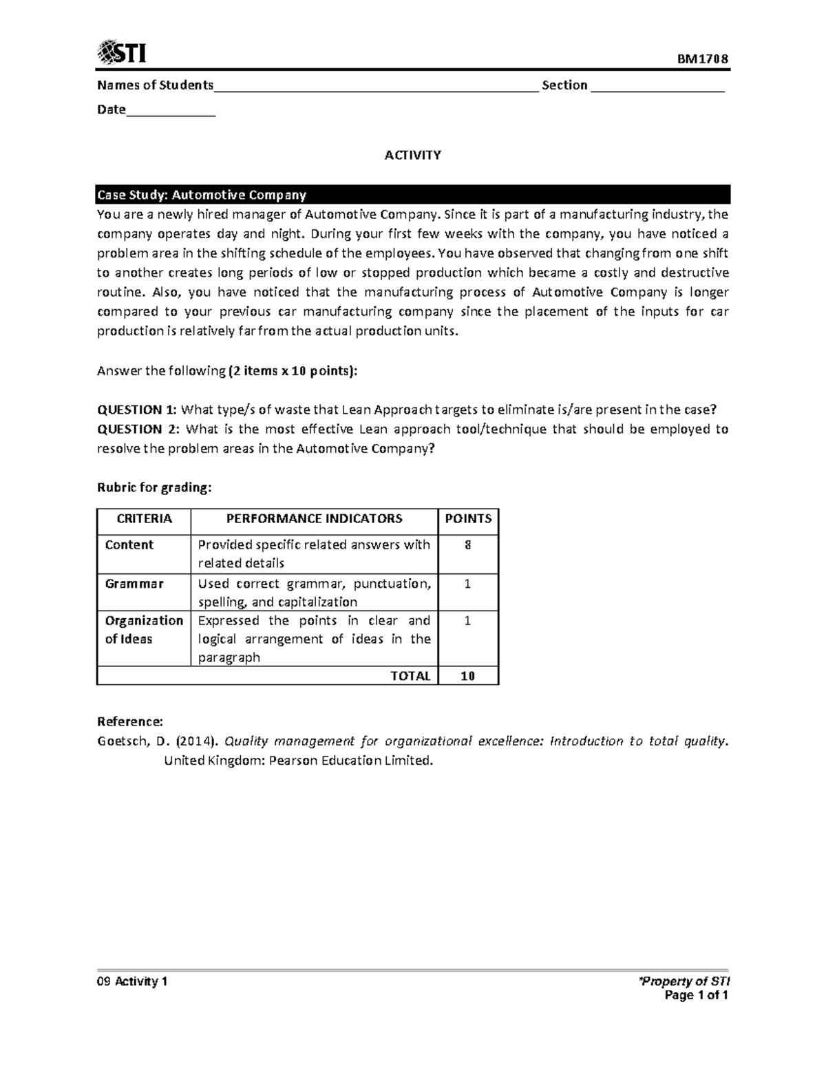 09 Activity 1 - task performance - BM Names of Students