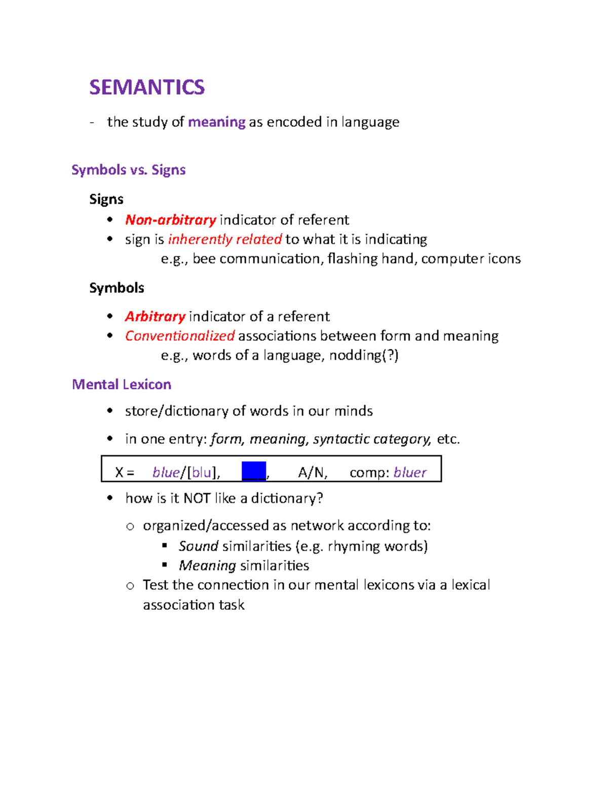 Semantics Notes - SEMANTICS the study of meaning as encoded in language ...