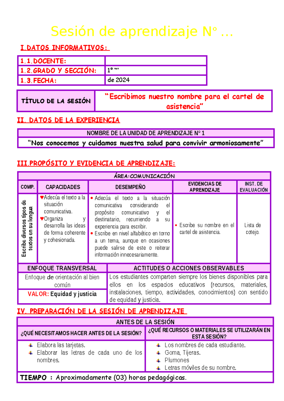 Sesión MI Nombre EN EL Cartel DE Asistencia 2024 - Sesión de ...