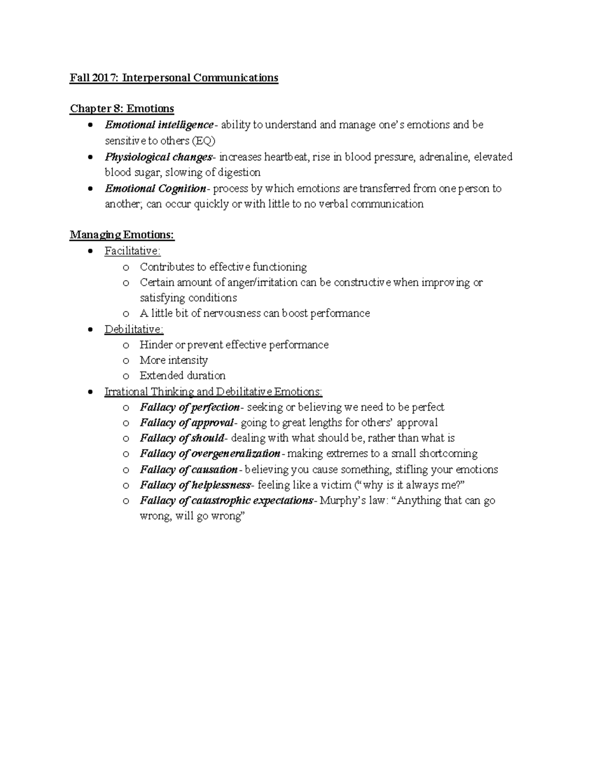 Interpersonal Communication Chapter 8 Fall 2017 Interpersonal