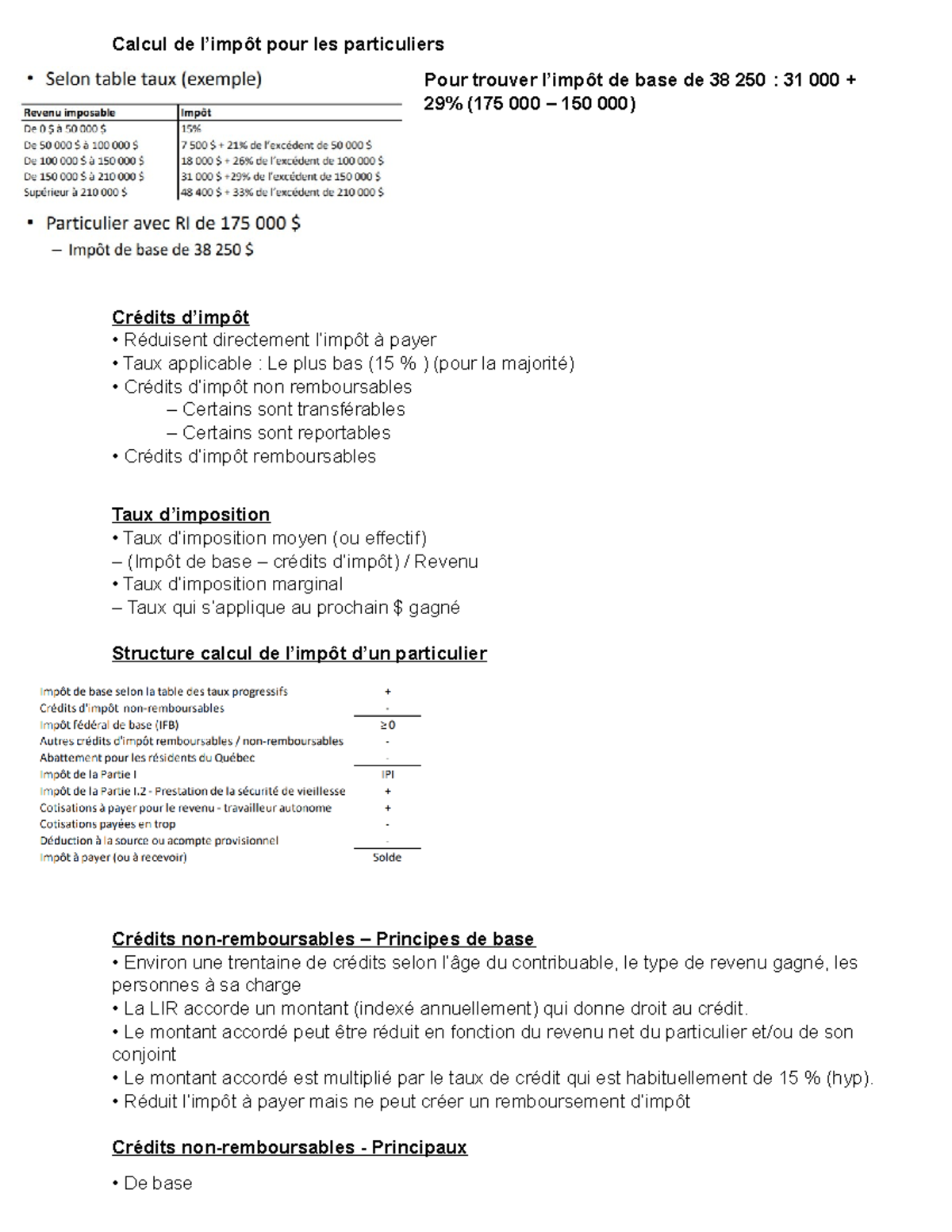 Thème 7 - Clalcul De L'impôt Et Taux D'imposition - Calcul De L’impôt ...