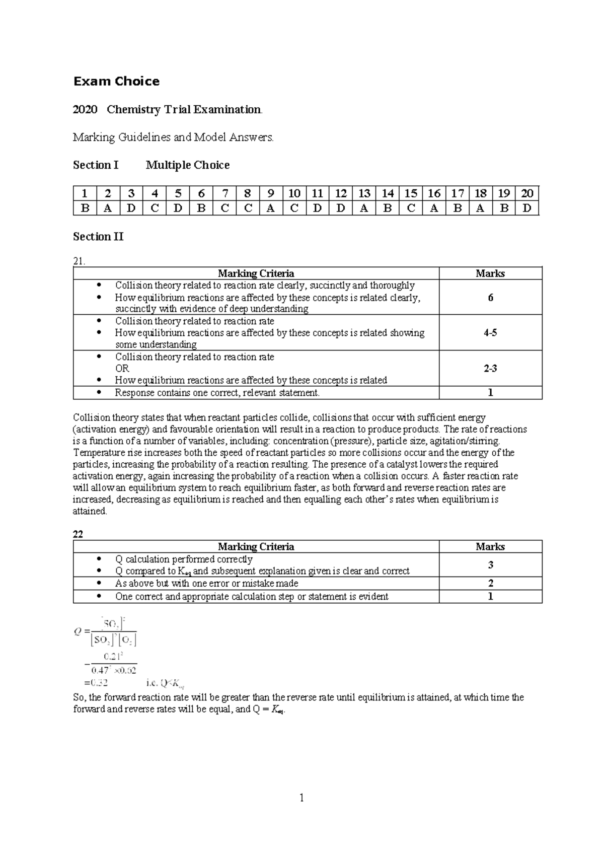 Exam Choice 2020 Answers - Exam Choice 2020 Chemistry Trial Examination ...