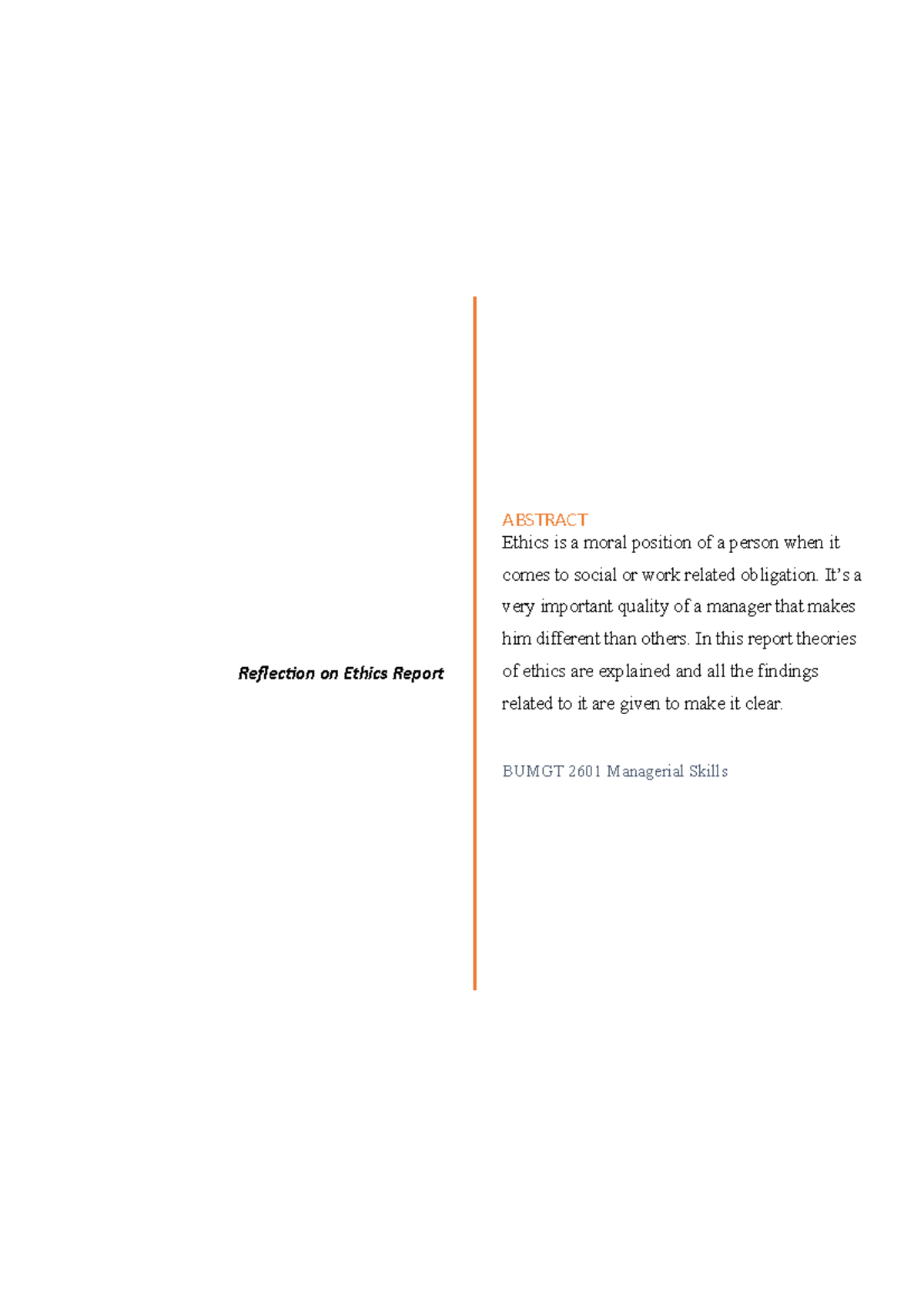 Upload 20 - Lecture notes 3-4 - Reflection on Ethics Report ABSTRACT ...