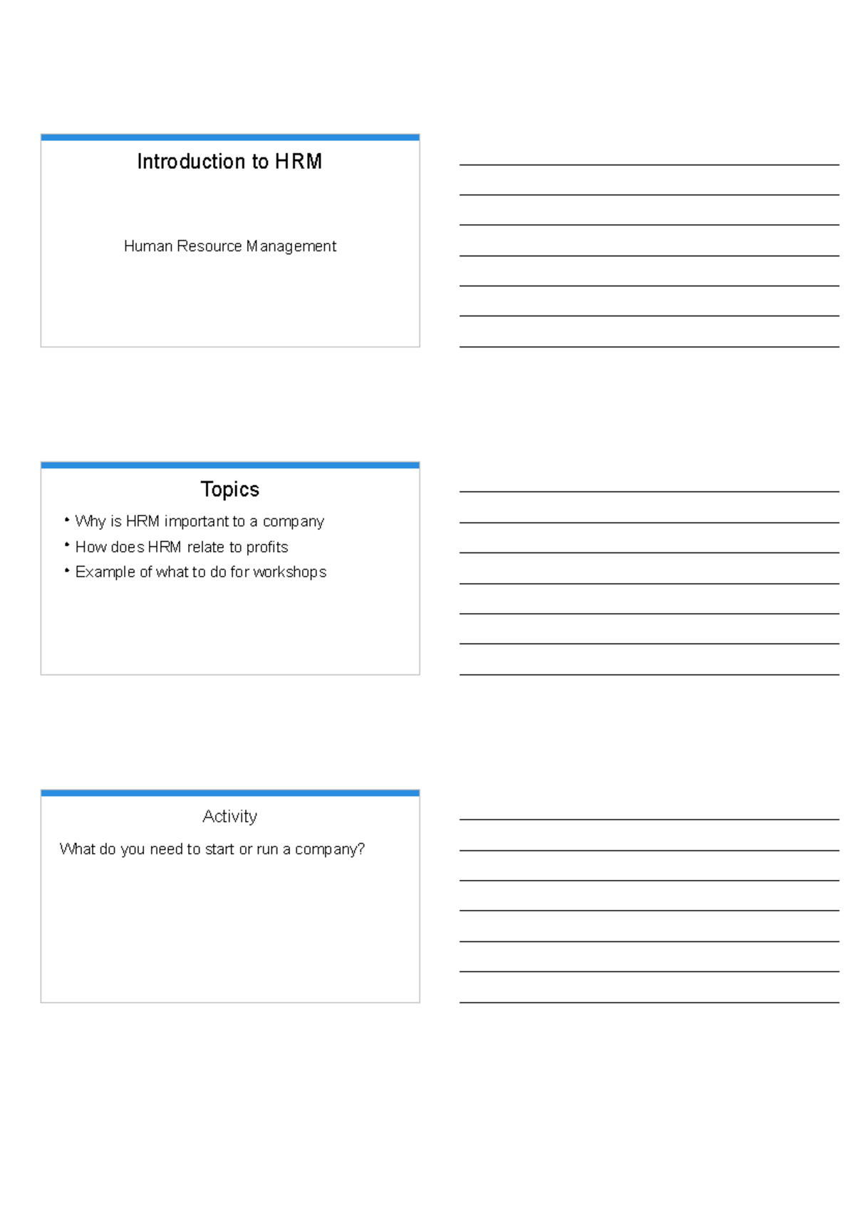 01. Slides HRM 01 Intro to HRM - Introduction to HRM Human Resource ...