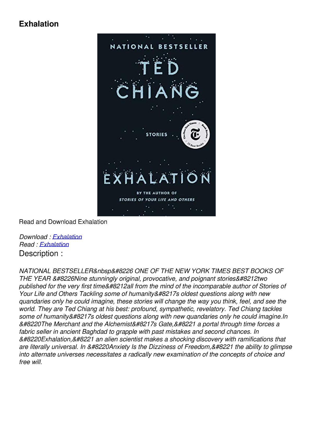 EPUB DOWNLOAD Exhalation Ipad - Exhalation Read And Download Exhalation ...