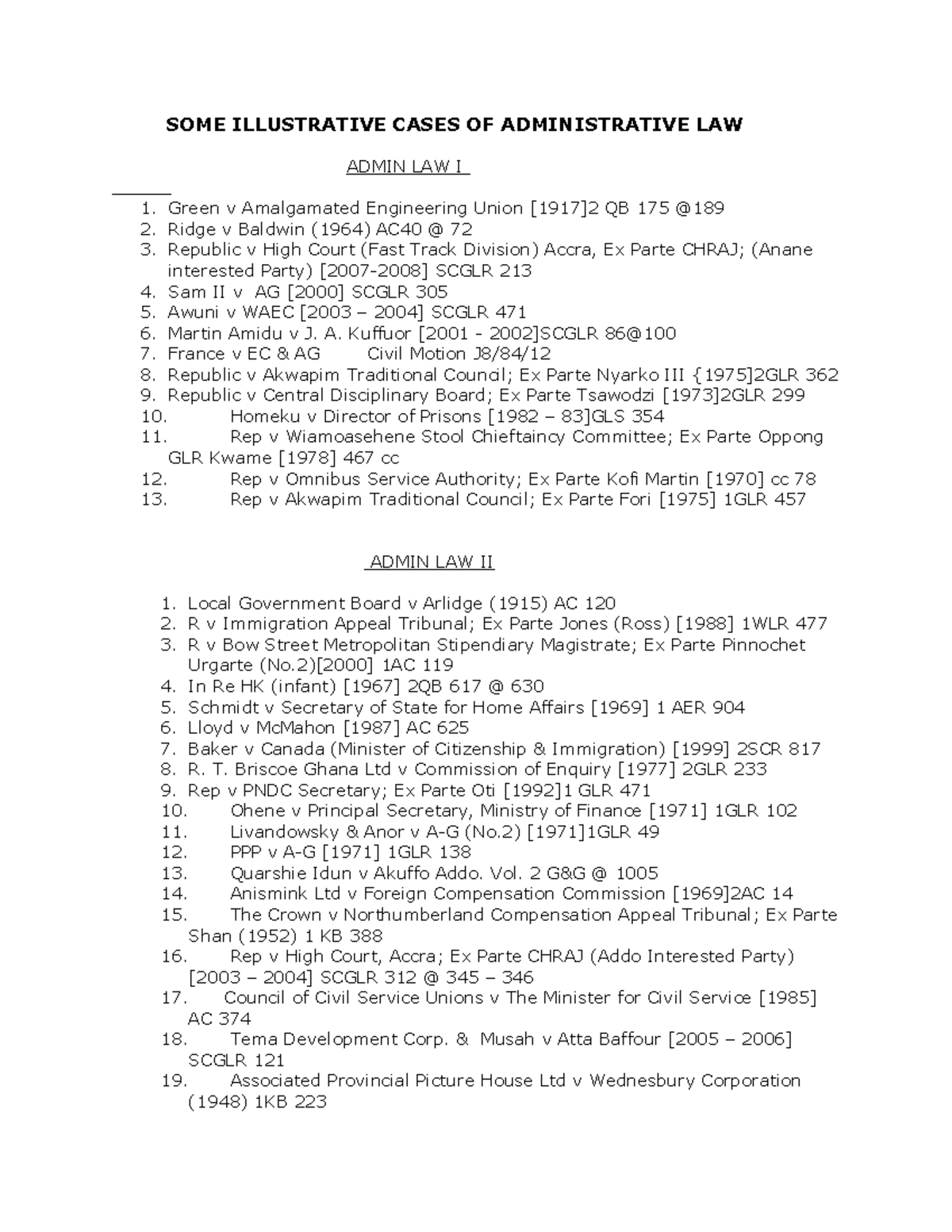 Cases ON Administrative LAW SOME ILLUSTRATIVE CASES OF ADMINISTRATIVE