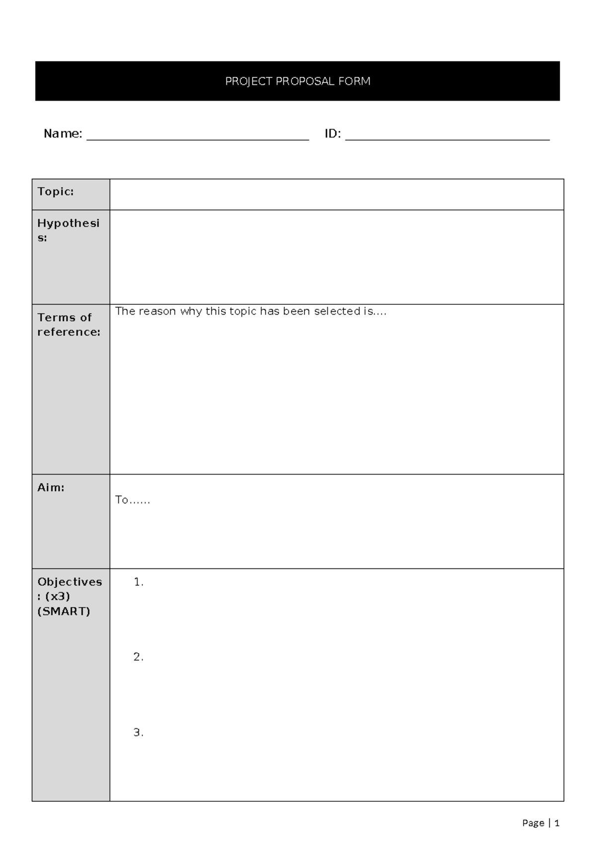 Project Proposal FORM - This is about unit 22 - PROJECT PROPOSAL FORM ...