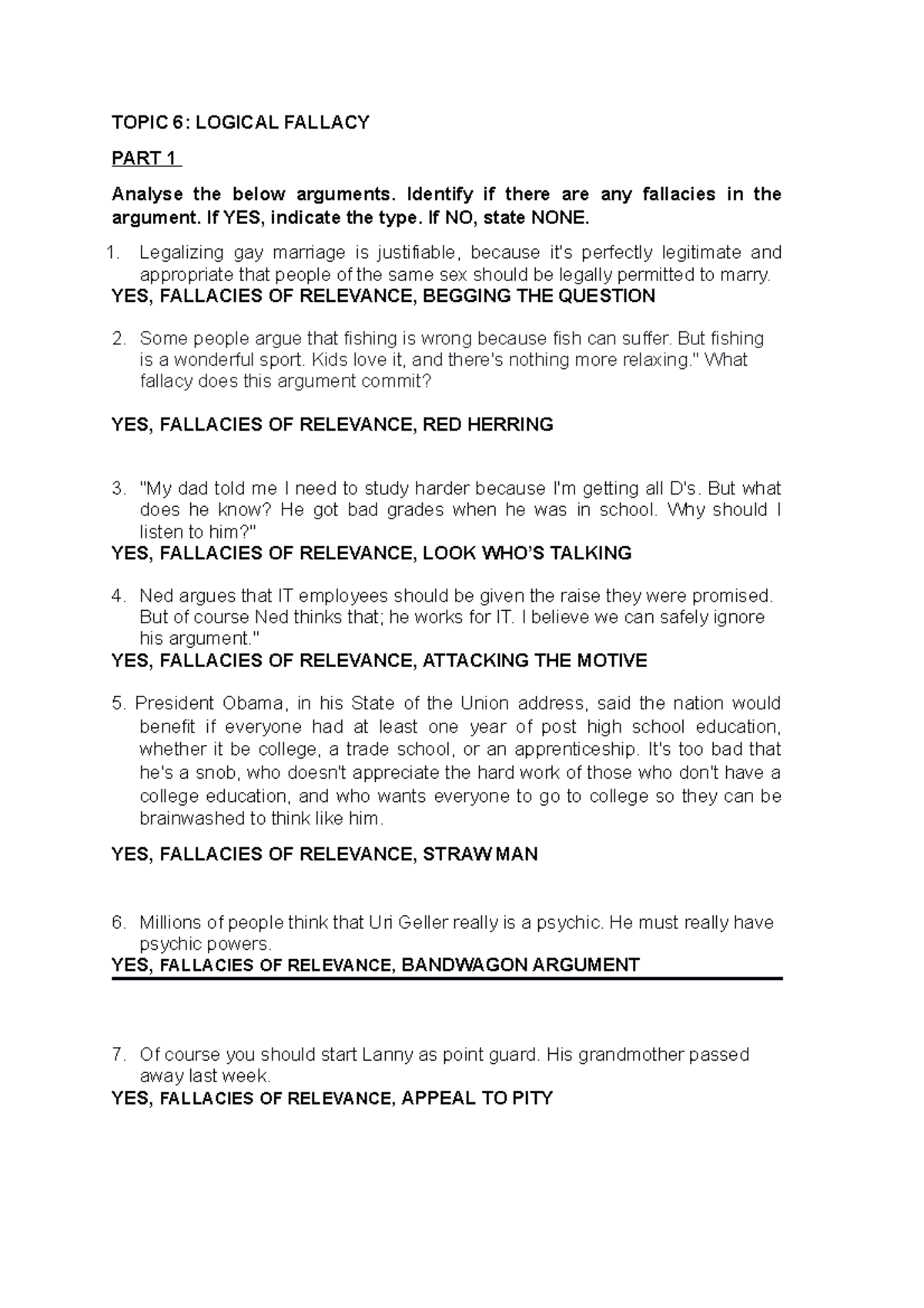 351974 Week13 NF2F T6 - Use it wisely - TOPIC 6: LOGICAL FALLACY PART 1 ...