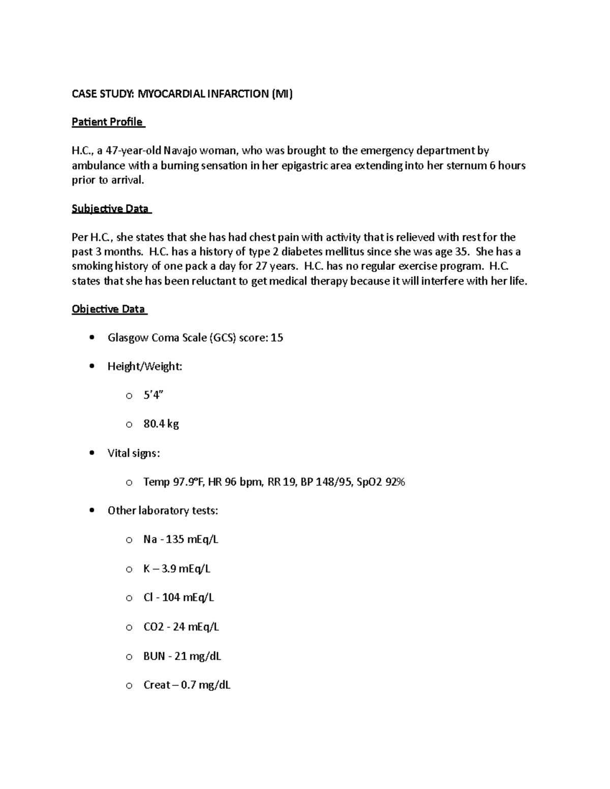 med surg case study diabetes