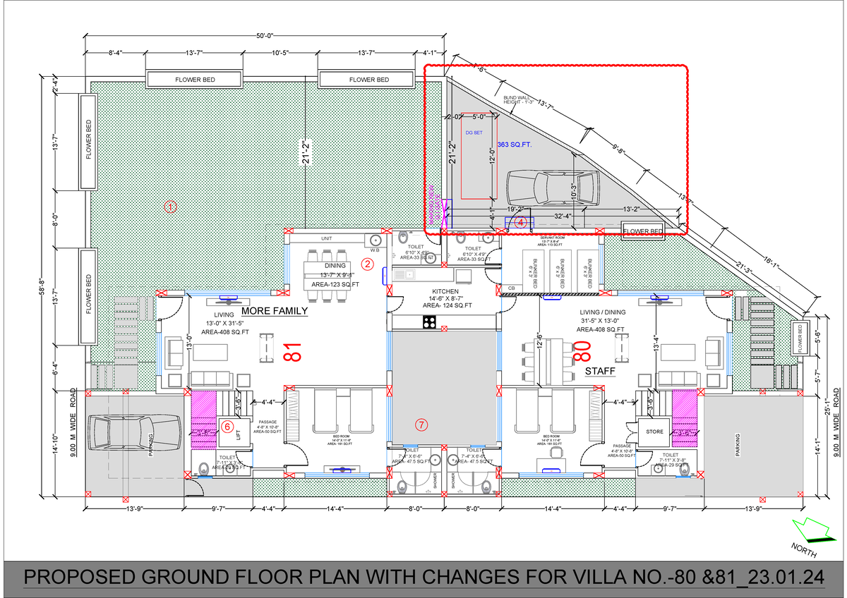All Floor Plan Villa no.-80 81 23 - PROPOSED GROUND FLOOR PLAN WITH ...