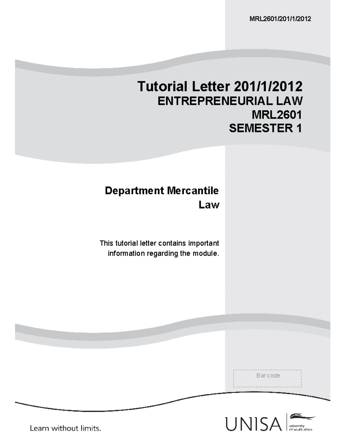 Tut201 s1 2012 e - Tutorial letter provided. - Tutorial Letter ...